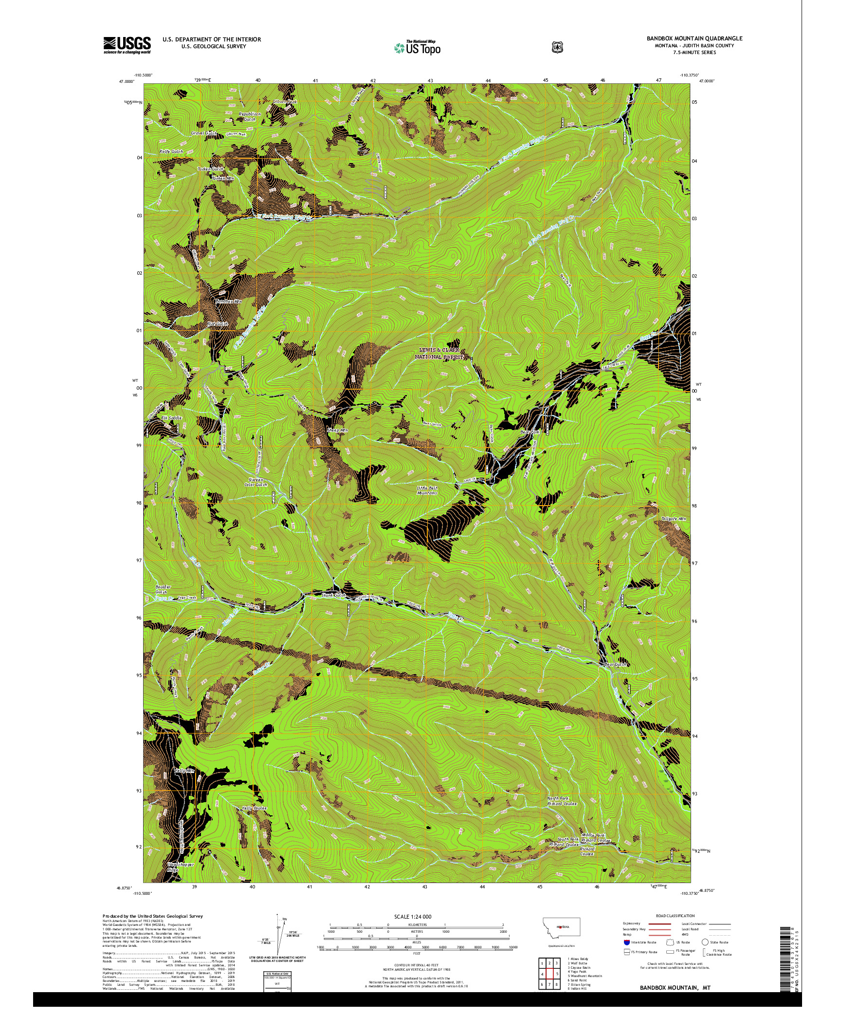 USGS US TOPO 7.5-MINUTE MAP FOR BANDBOX MOUNTAIN, MT 2020