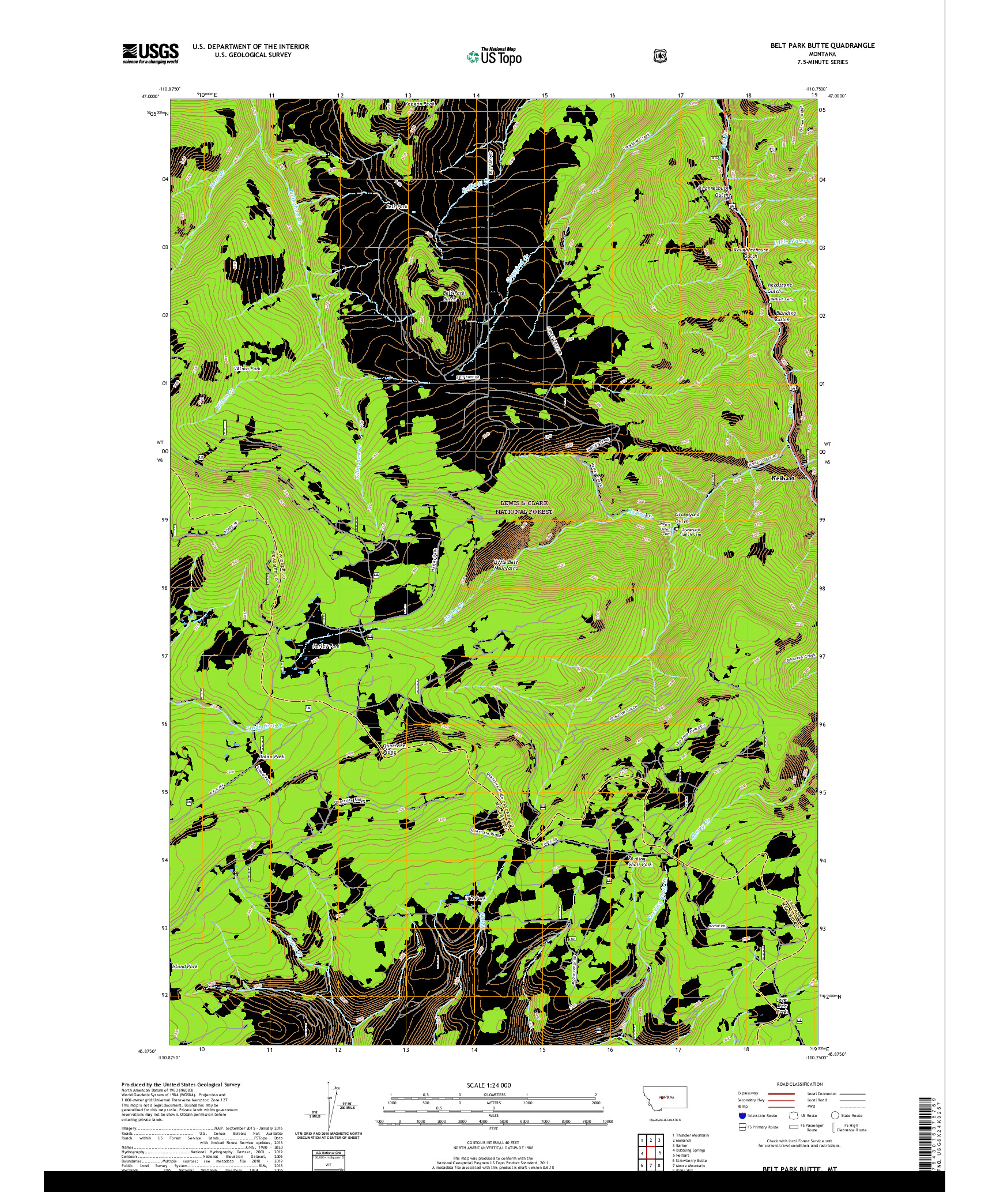 USGS US TOPO 7.5-MINUTE MAP FOR BELT PARK BUTTE, MT 2020