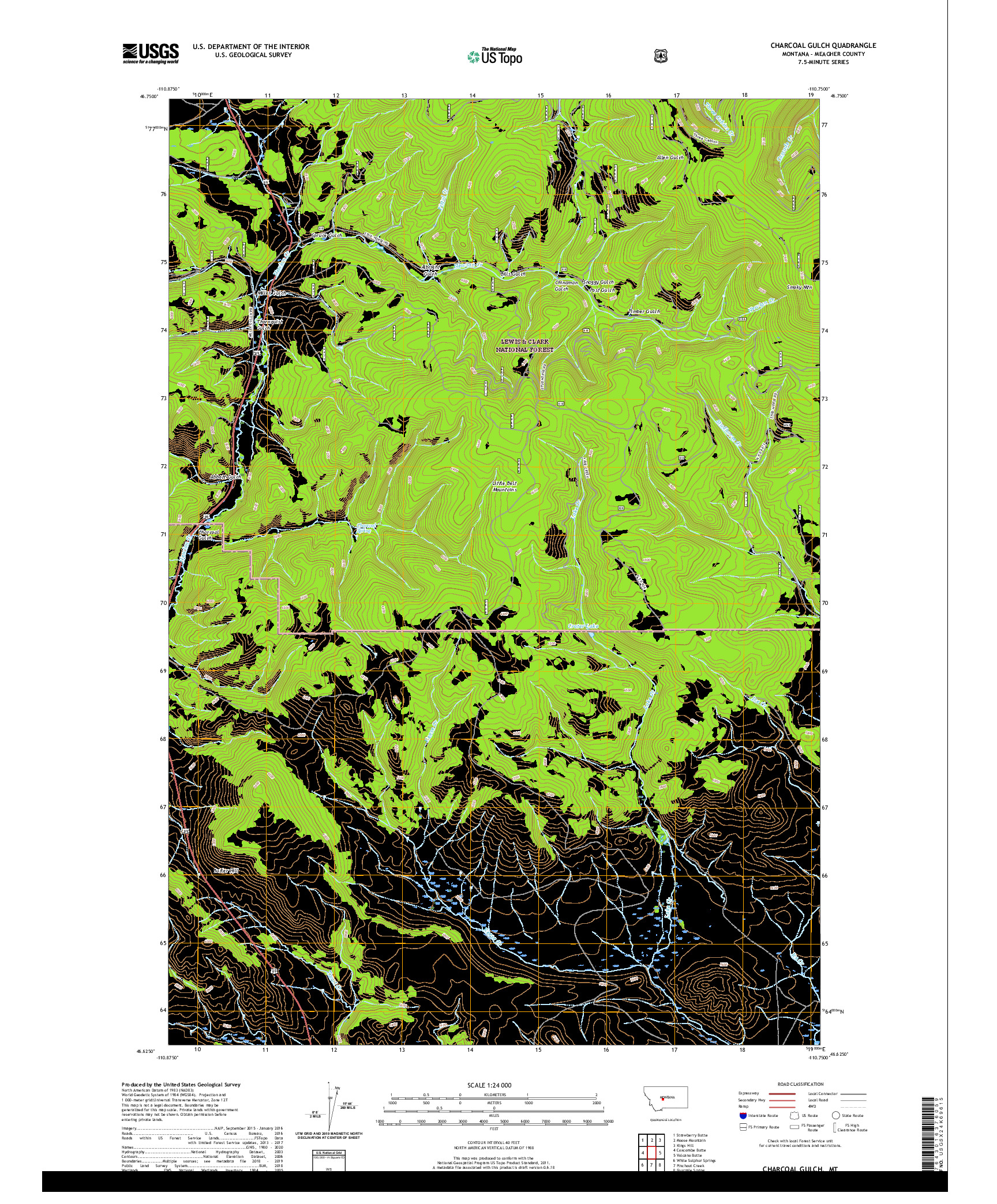 USGS US TOPO 7.5-MINUTE MAP FOR CHARCOAL GULCH, MT 2020