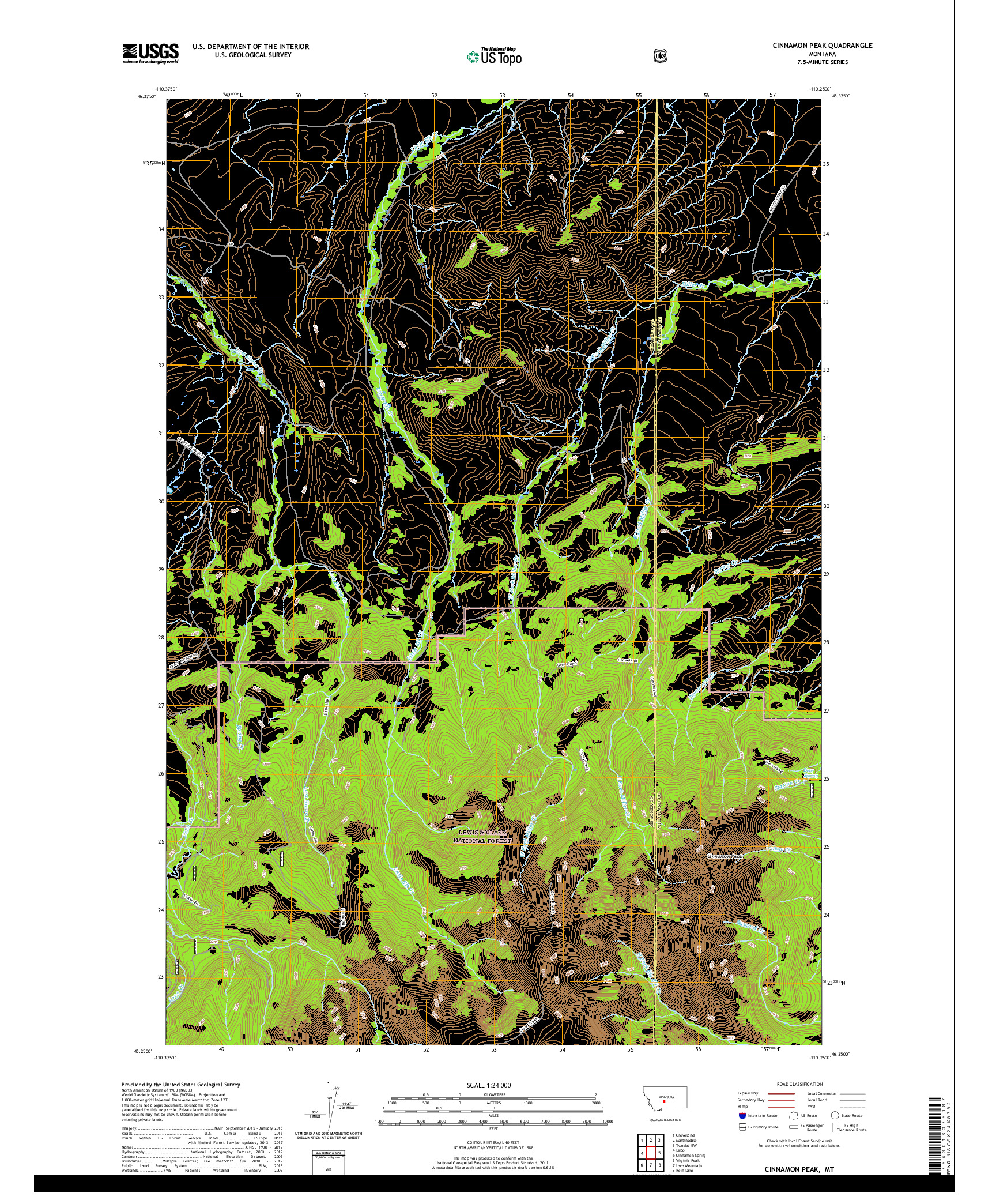 USGS US TOPO 7.5-MINUTE MAP FOR CINNAMON PEAK, MT 2020