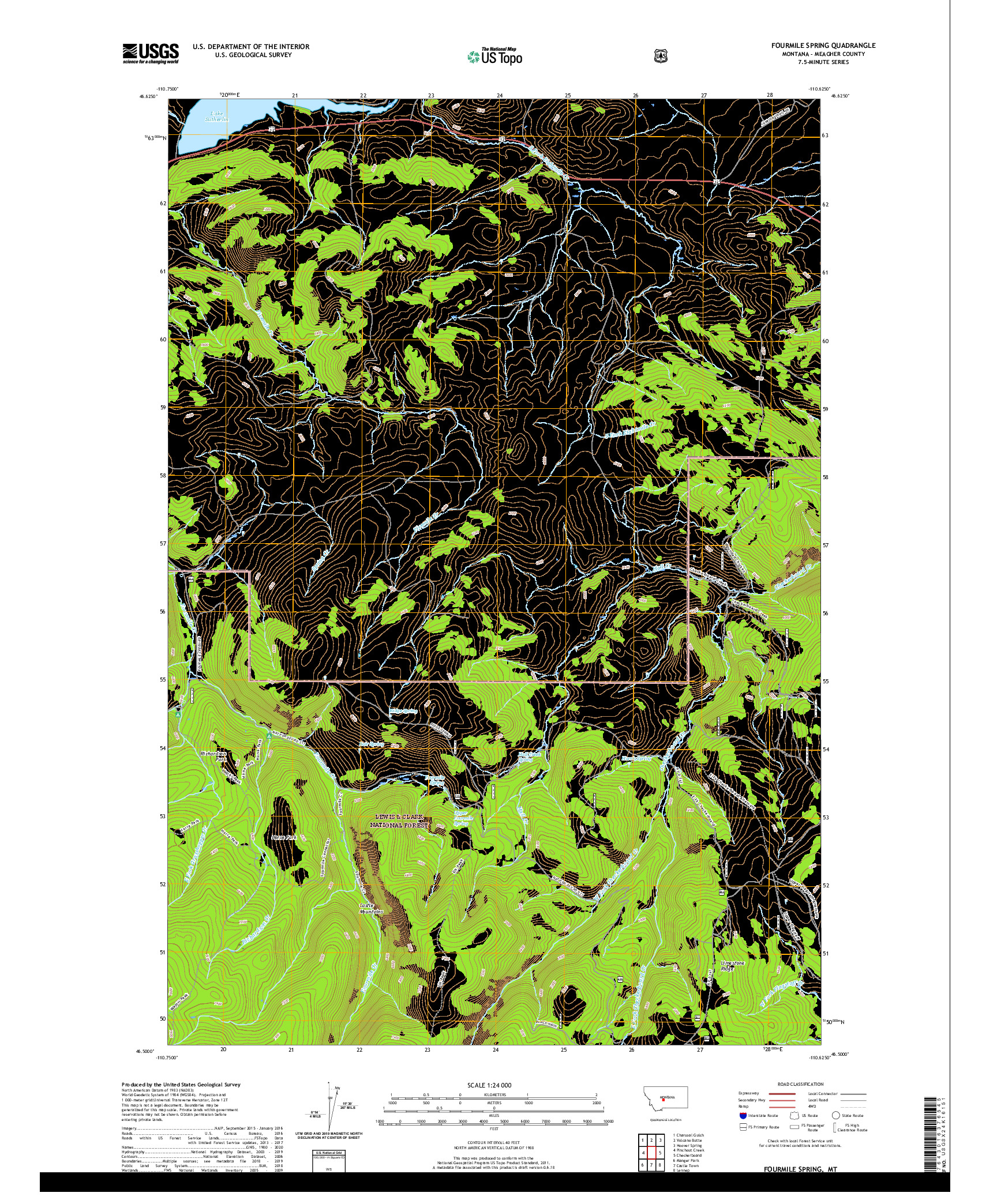 USGS US TOPO 7.5-MINUTE MAP FOR FOURMILE SPRING, MT 2020