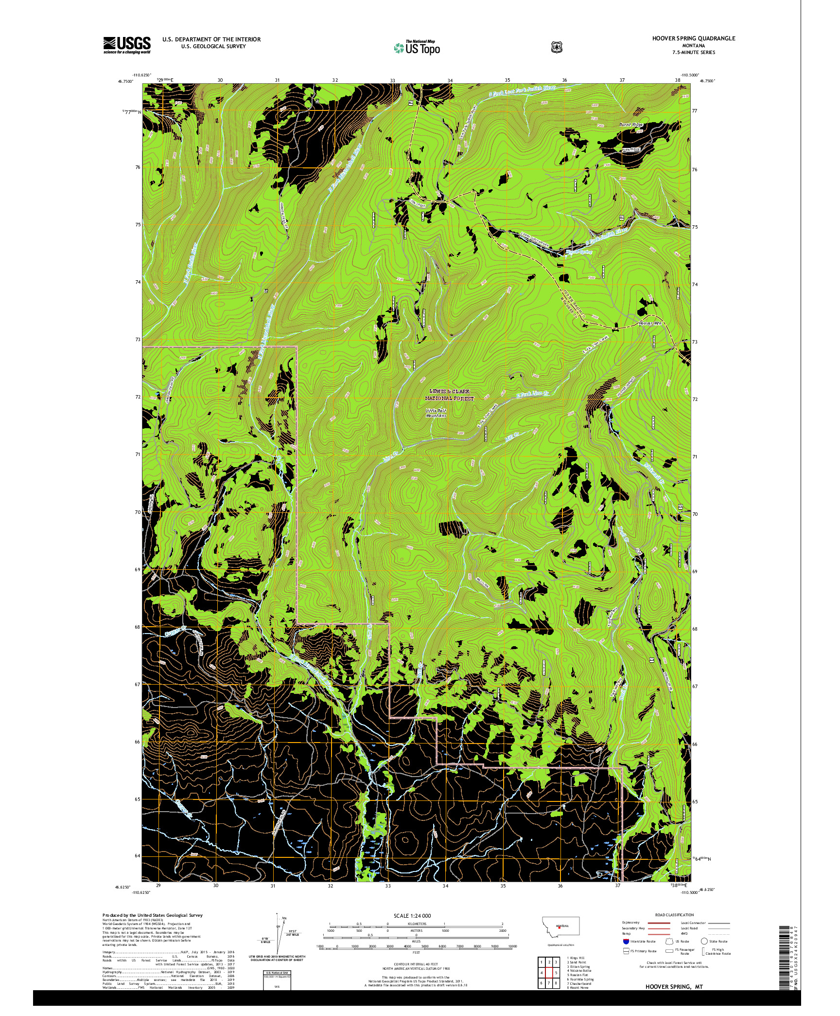 USGS US TOPO 7.5-MINUTE MAP FOR HOOVER SPRING, MT 2020