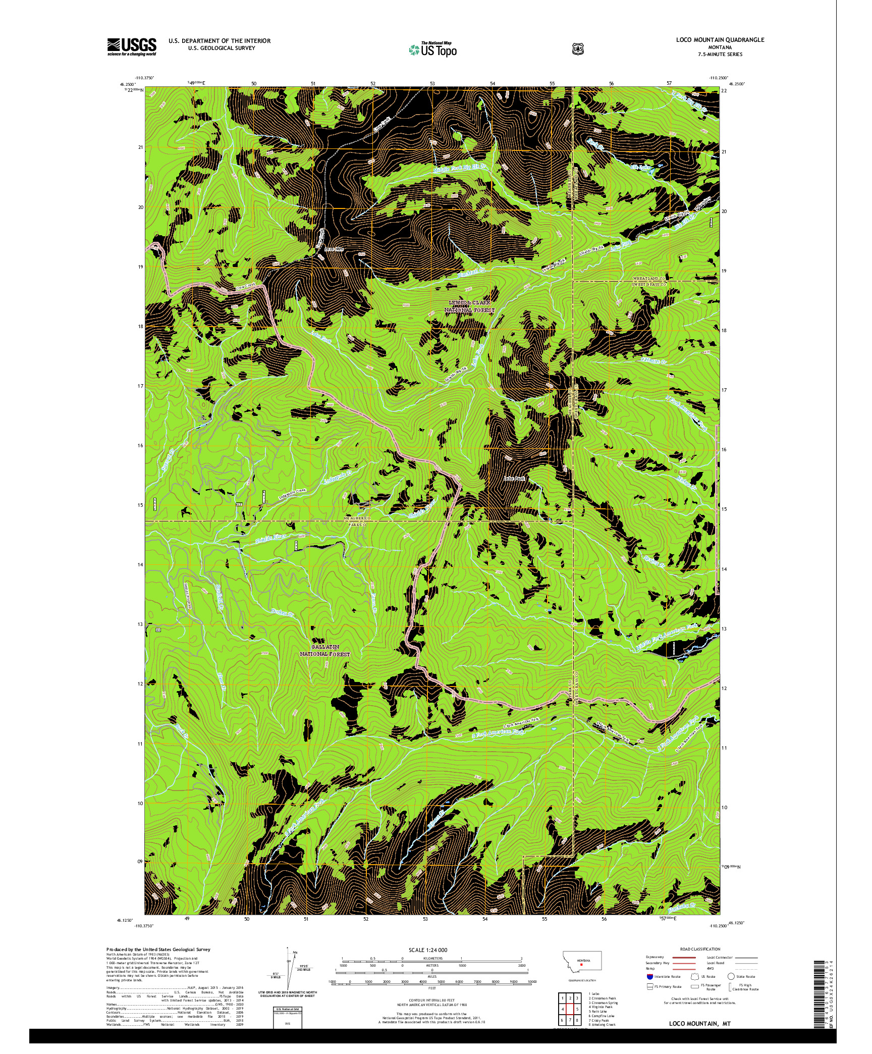 USGS US TOPO 7.5-MINUTE MAP FOR LOCO MOUNTAIN, MT 2020