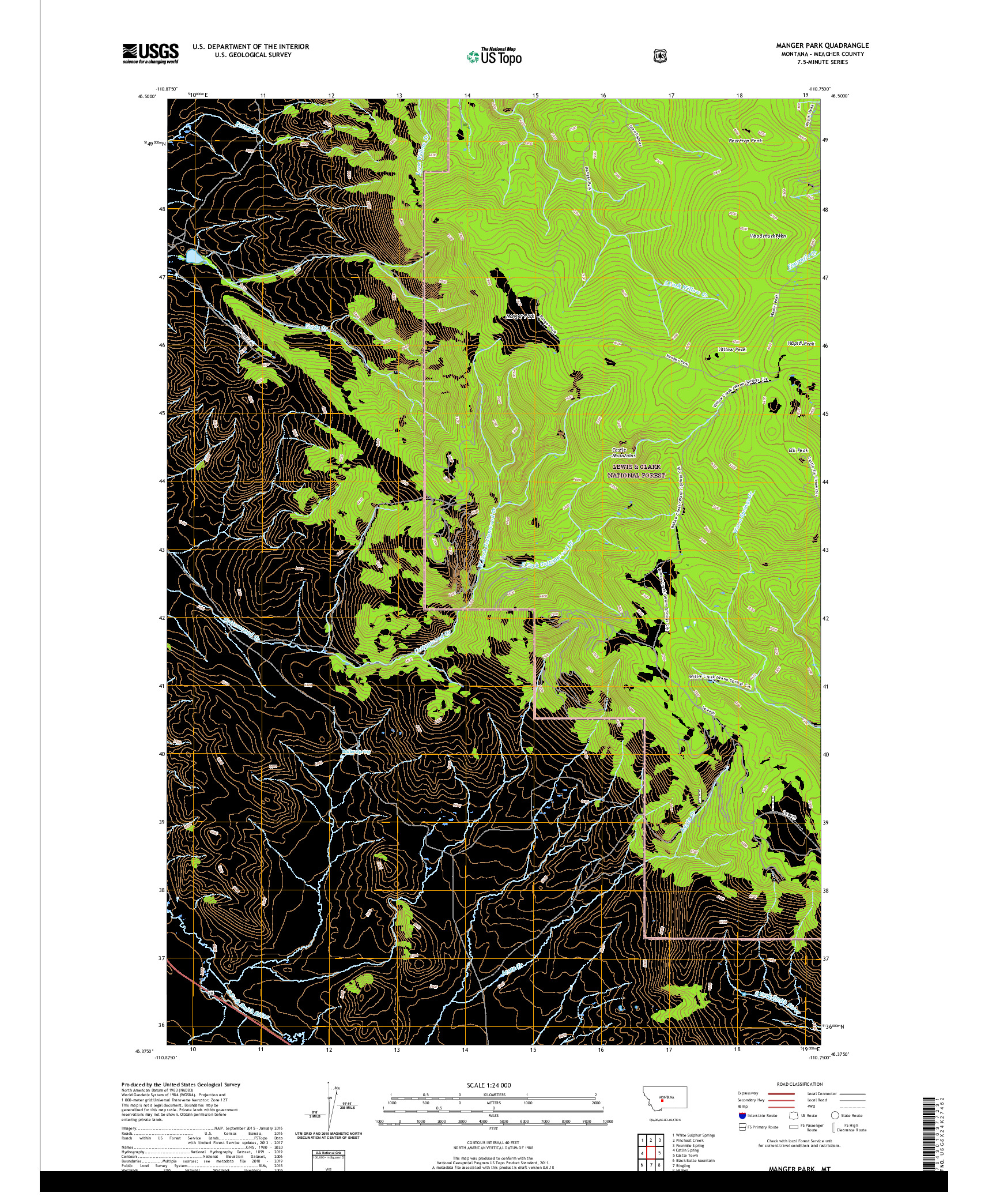 USGS US TOPO 7.5-MINUTE MAP FOR MANGER PARK, MT 2020