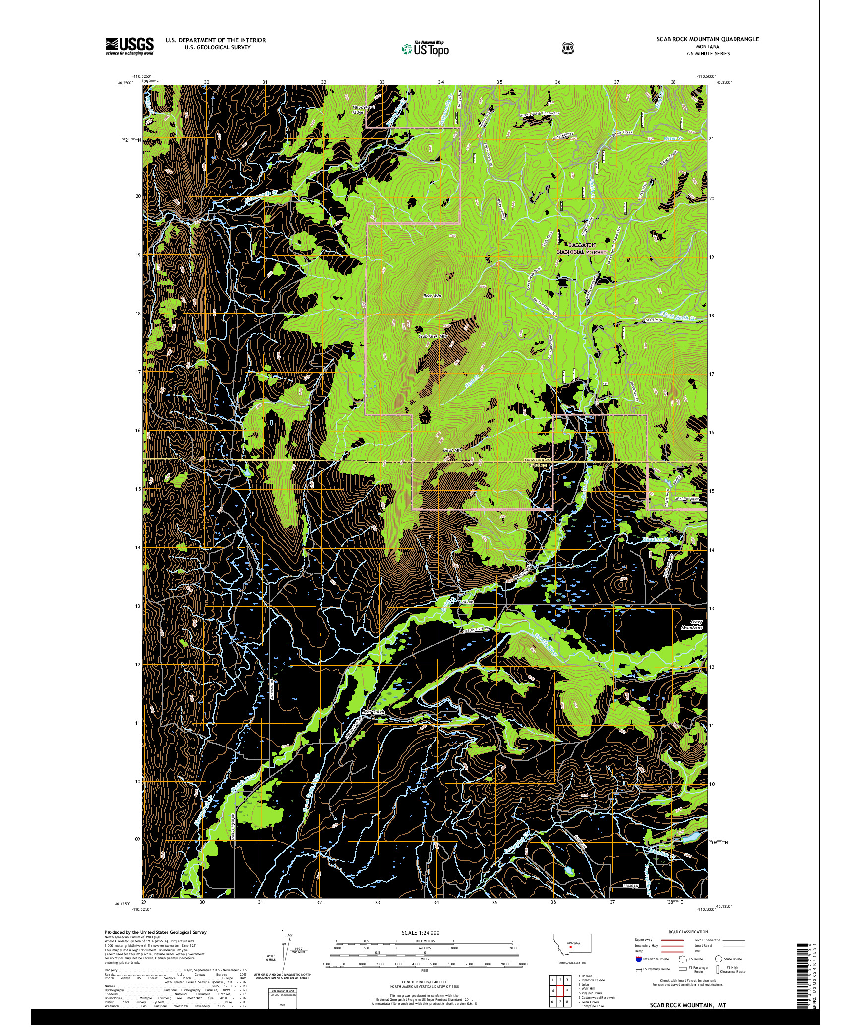 USGS US TOPO 7.5-MINUTE MAP FOR SCAB ROCK MOUNTAIN, MT 2020