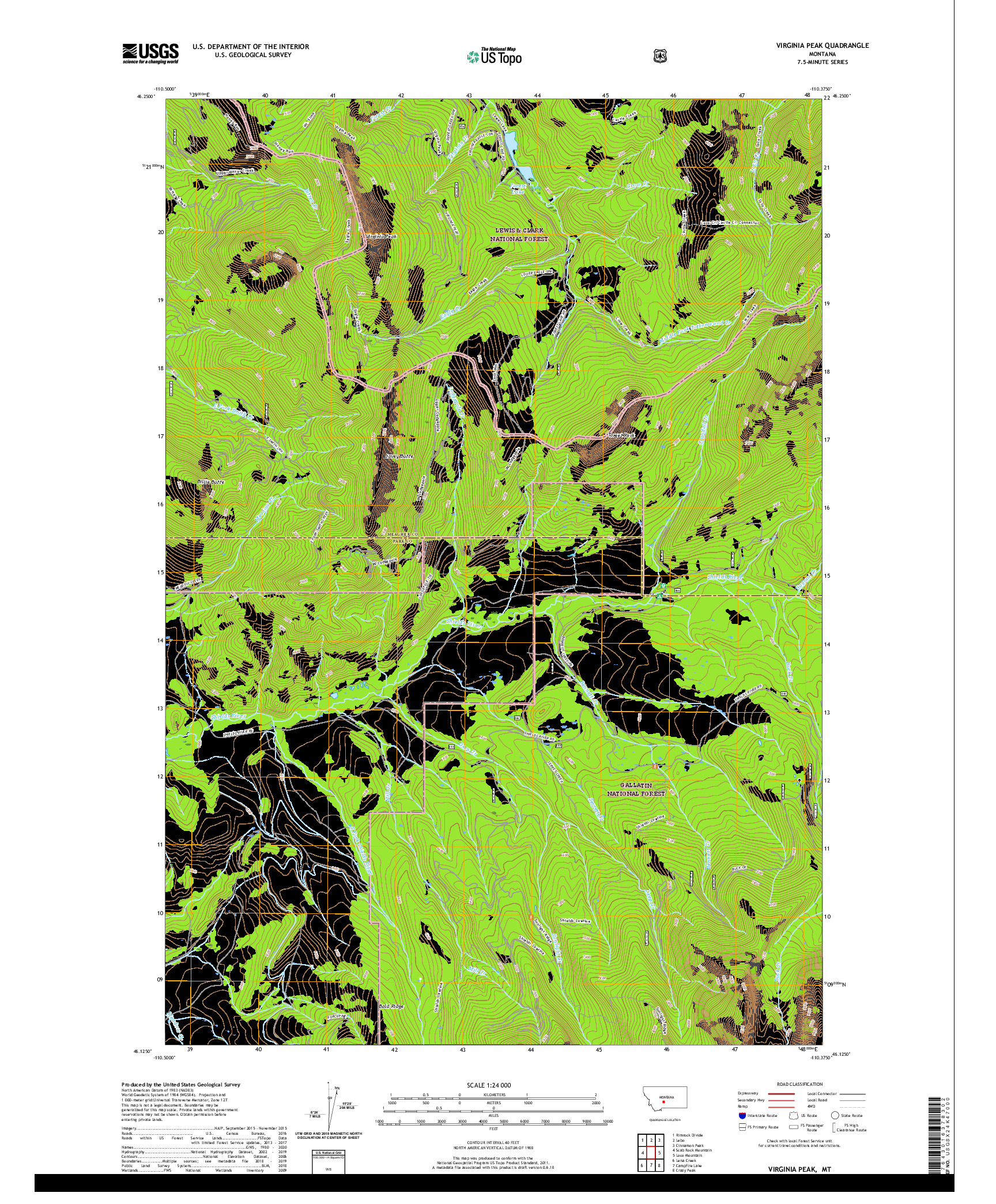 USGS US TOPO 7.5-MINUTE MAP FOR VIRGINIA PEAK, MT 2020