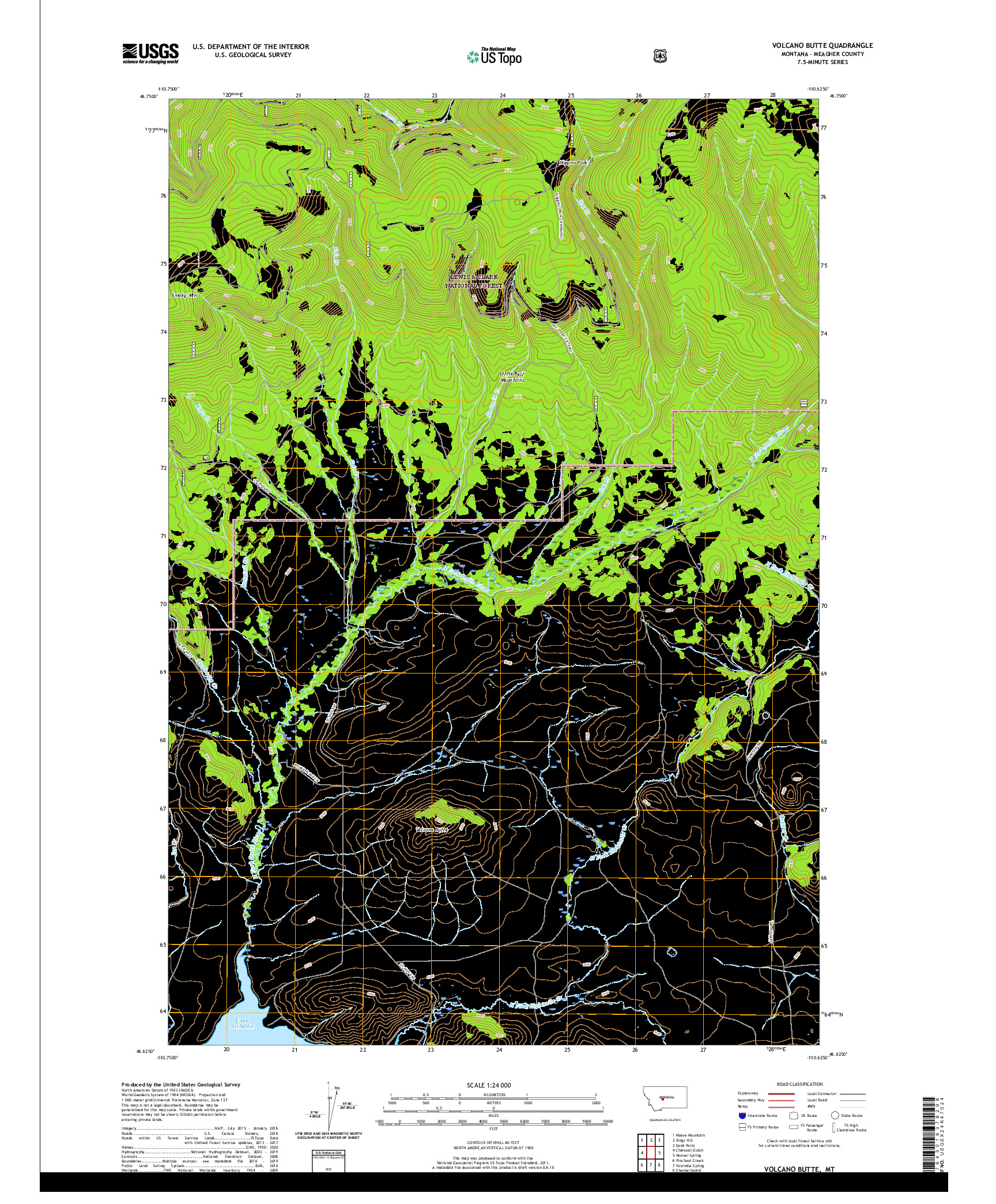 USGS US TOPO 7.5-MINUTE MAP FOR VOLCANO BUTTE, MT 2020