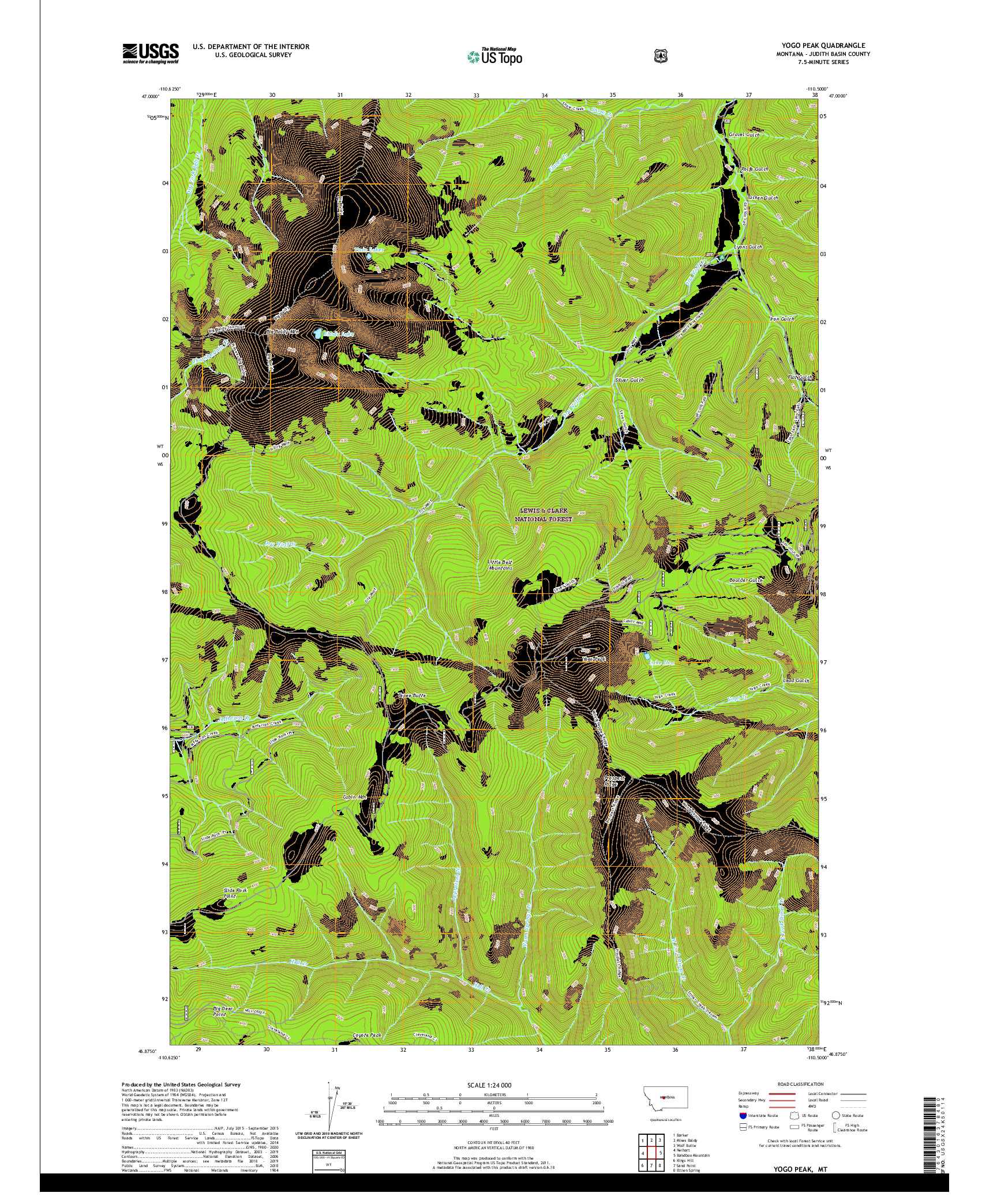 USGS US TOPO 7.5-MINUTE MAP FOR YOGO PEAK, MT 2020