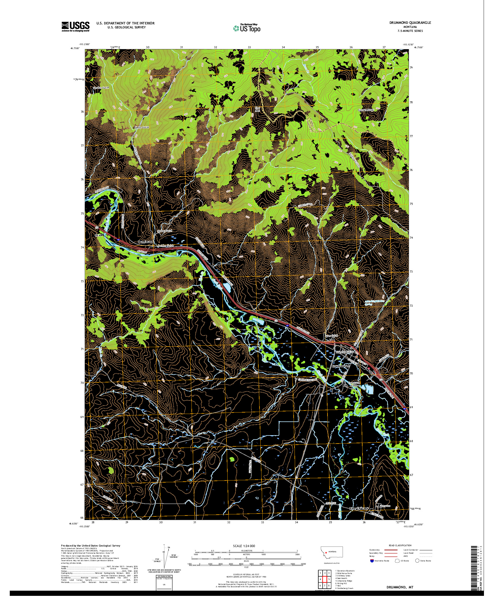 USGS US TOPO 7.5-MINUTE MAP FOR DRUMMOND, MT 2020