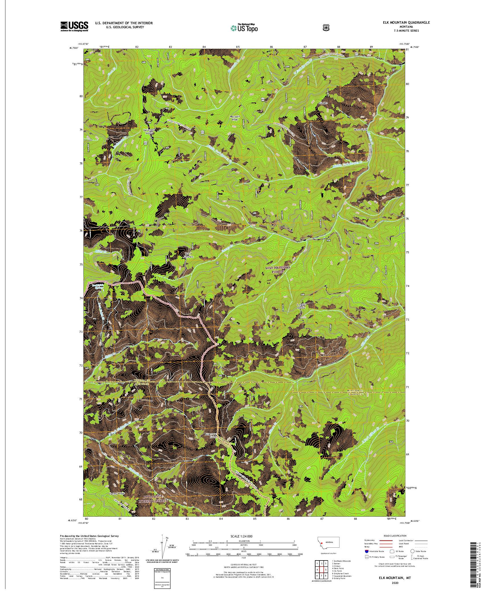 USGS US TOPO 7.5-MINUTE MAP FOR ELK MOUNTAIN, MT 2020