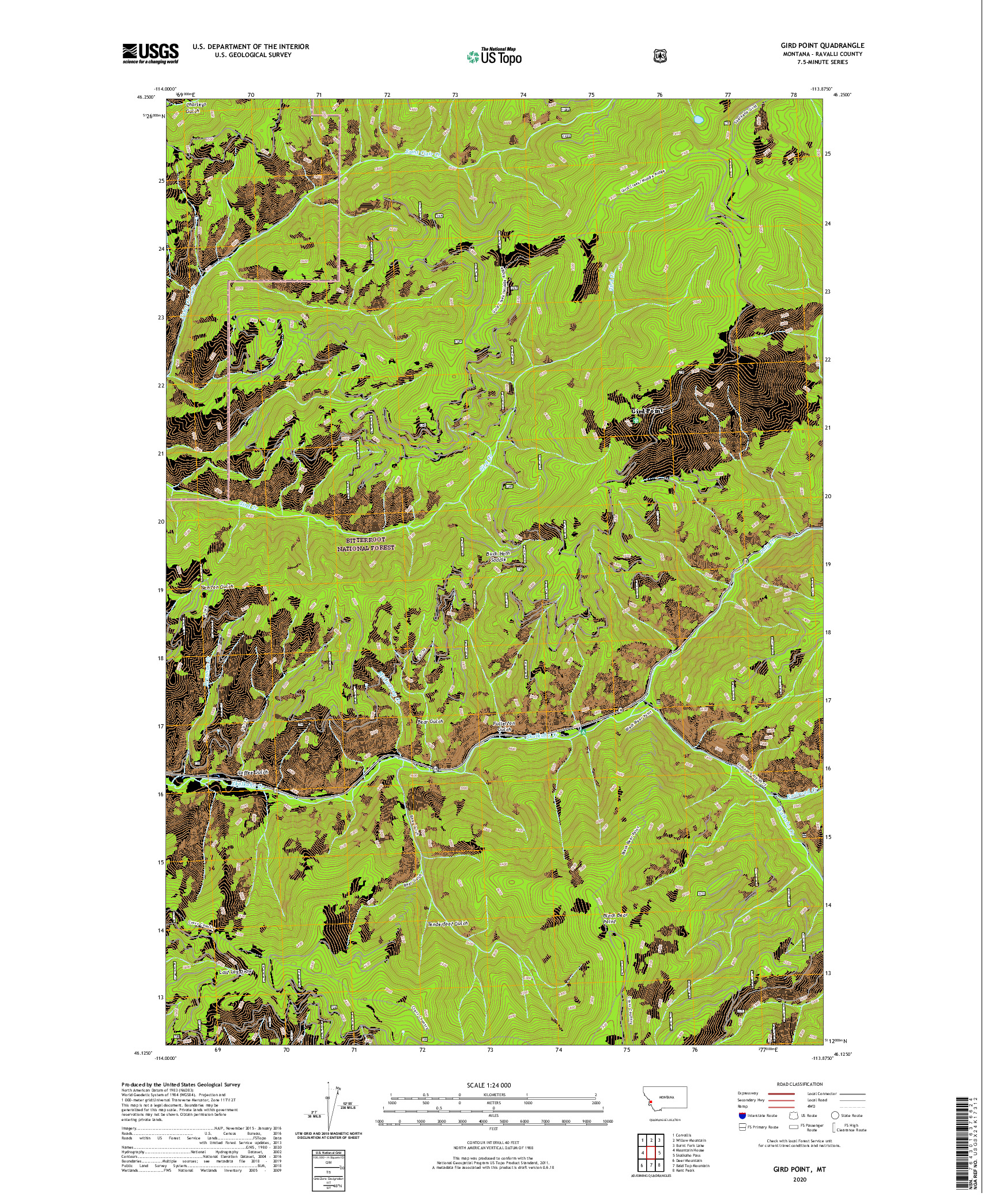 USGS US TOPO 7.5-MINUTE MAP FOR GIRD POINT, MT 2020