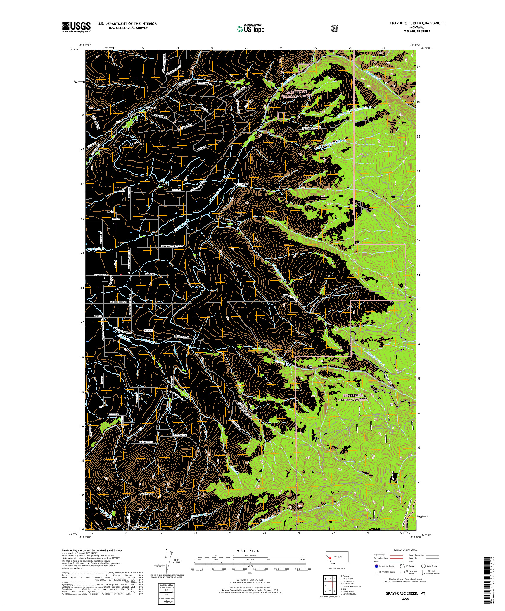 USGS US TOPO 7.5-MINUTE MAP FOR GRAYHORSE CREEK, MT 2020