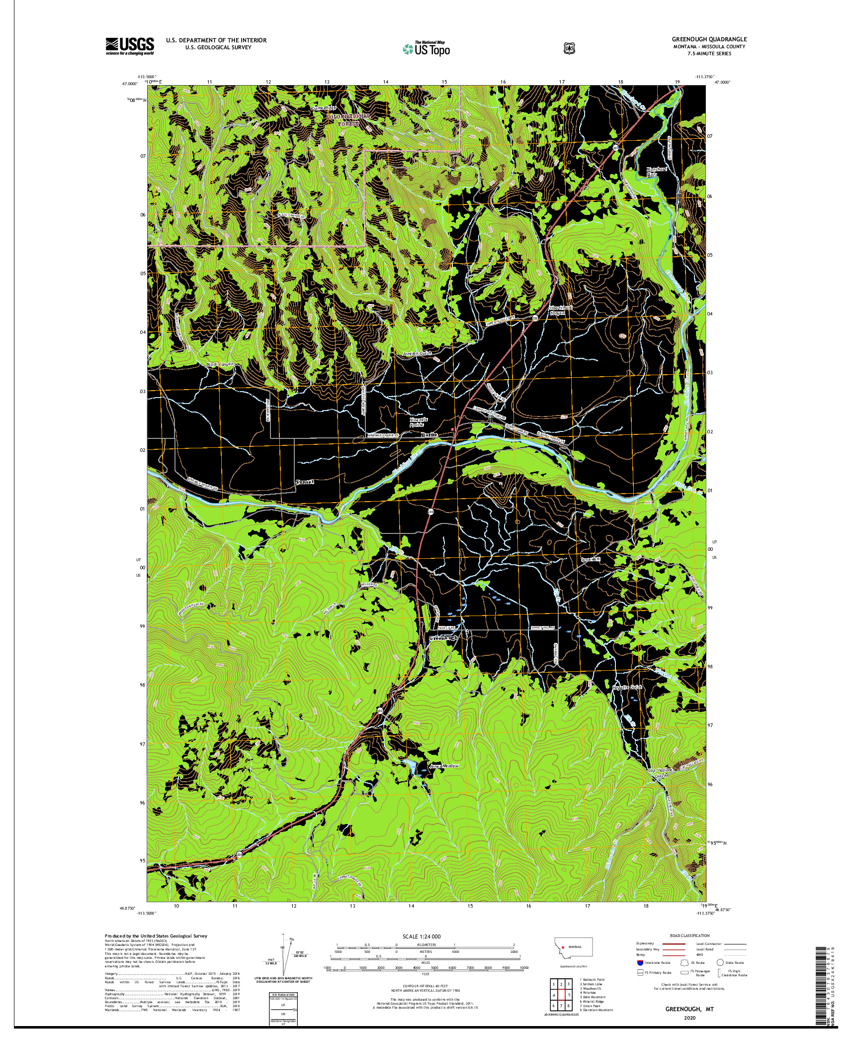 USGS US TOPO 7.5-MINUTE MAP FOR GREENOUGH, MT 2020