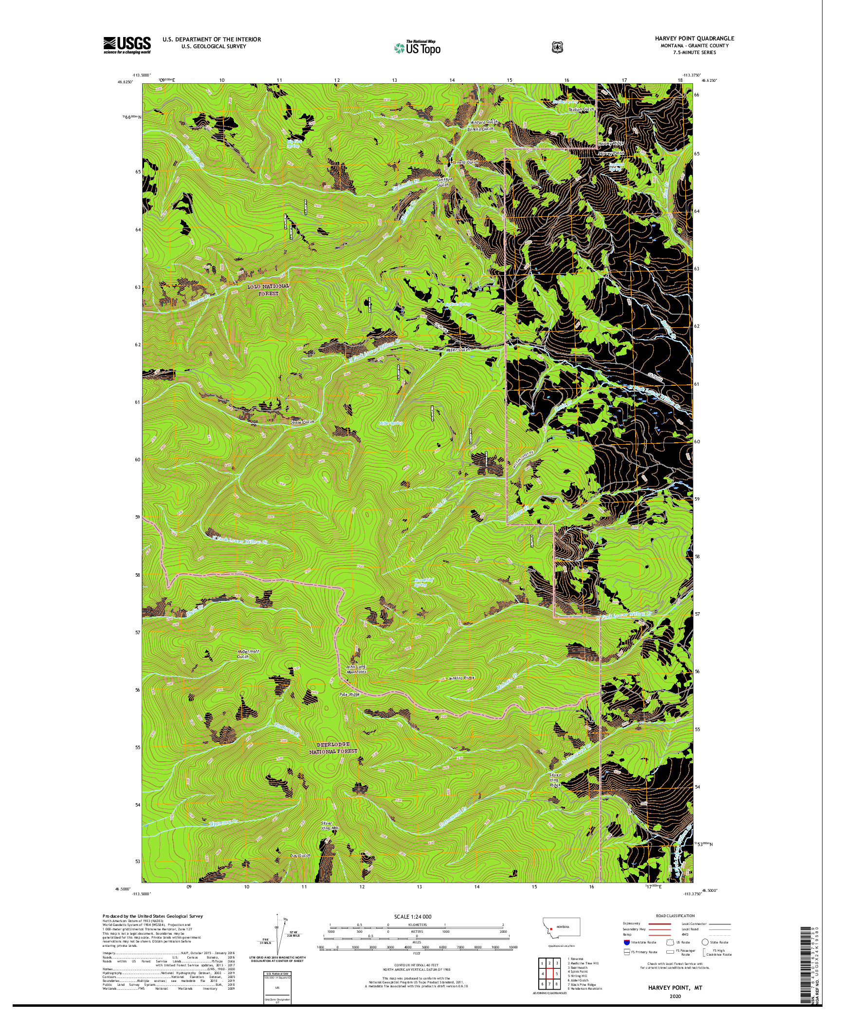 USGS US TOPO 7.5-MINUTE MAP FOR HARVEY POINT, MT 2020