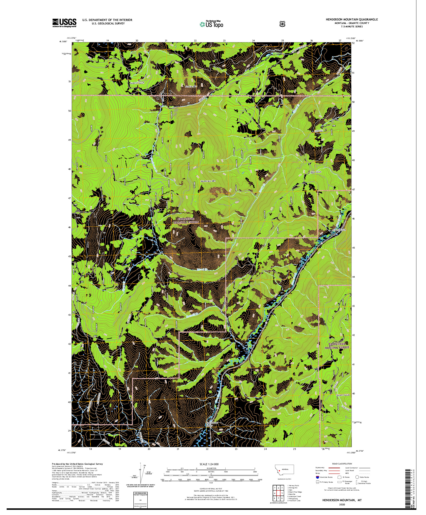 USGS US TOPO 7.5-MINUTE MAP FOR HENDERSON MOUNTAIN, MT 2020