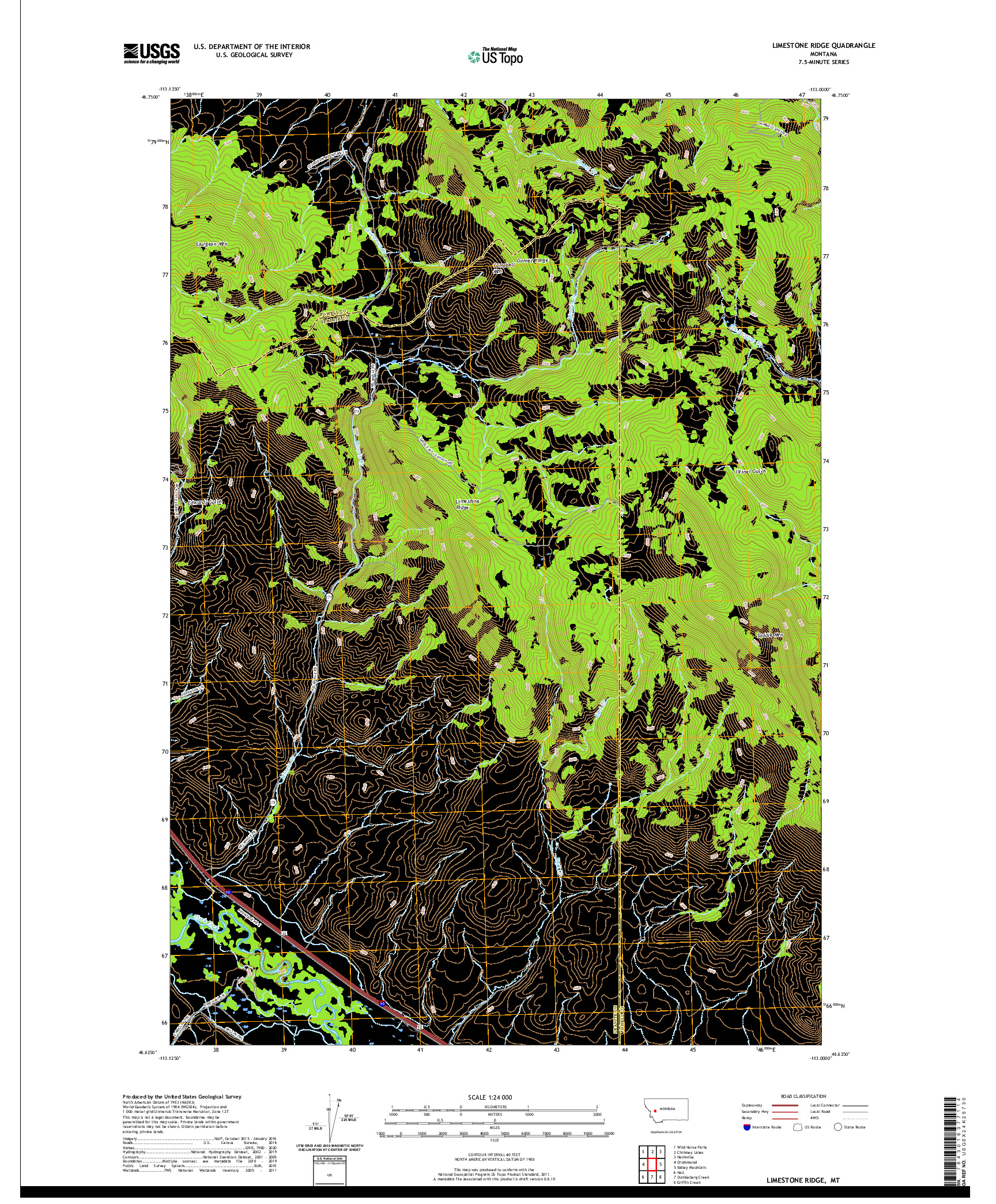 USGS US TOPO 7.5-MINUTE MAP FOR LIMESTONE RIDGE, MT 2020