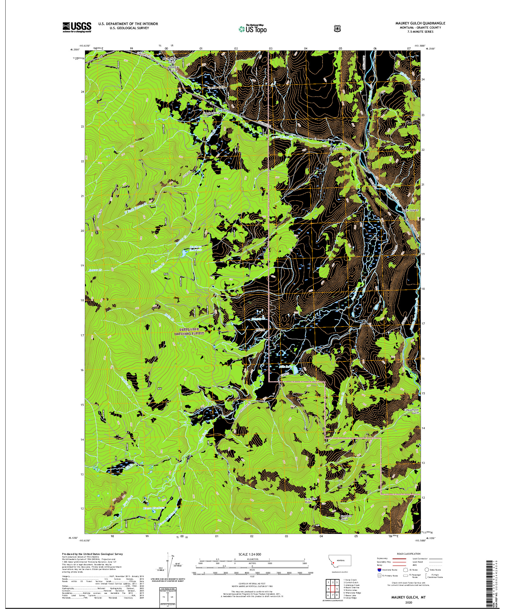 USGS US TOPO 7.5-MINUTE MAP FOR MAUKEY GULCH, MT 2020