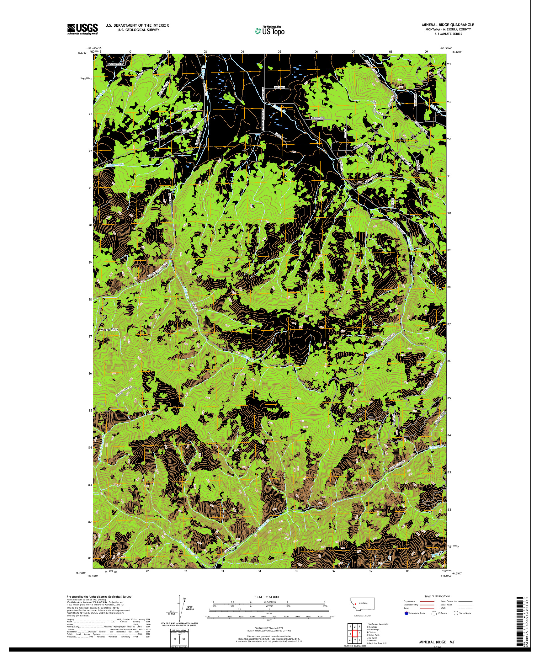 USGS US TOPO 7.5-MINUTE MAP FOR MINERAL RIDGE, MT 2020