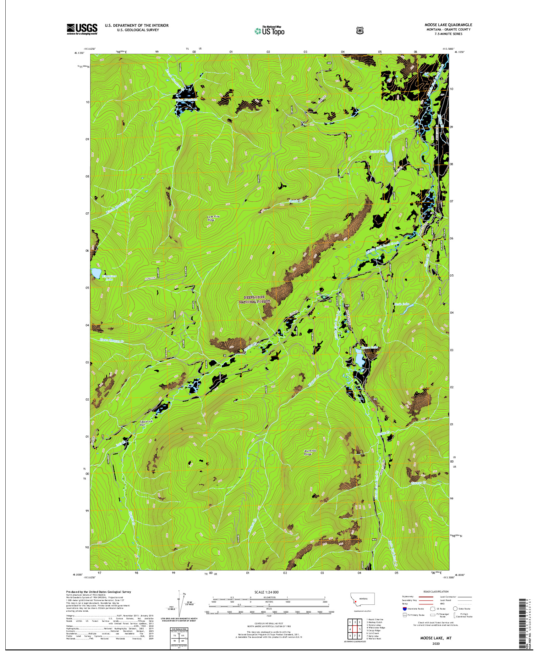 USGS US TOPO 7.5-MINUTE MAP FOR MOOSE LAKE, MT 2020
