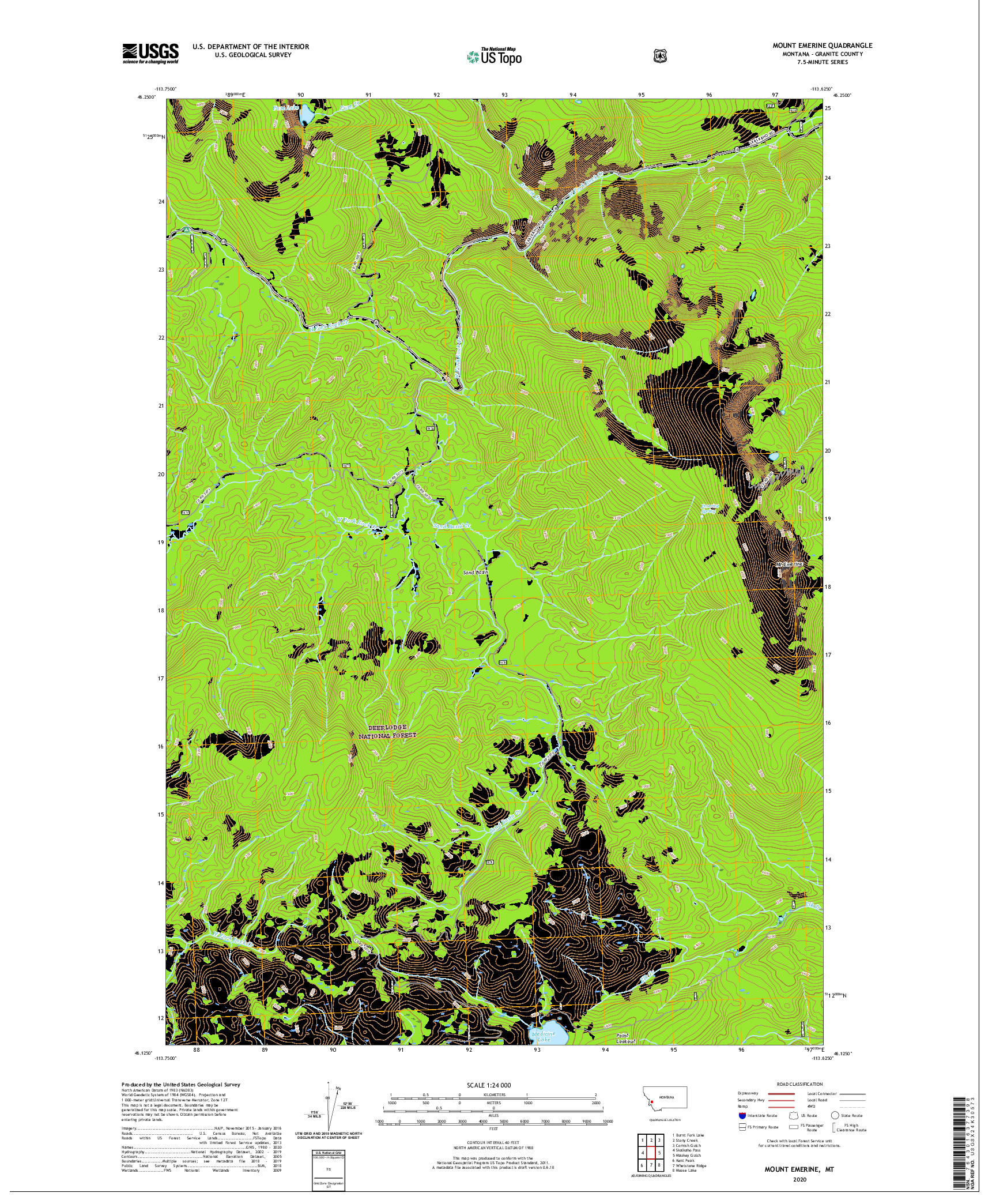 USGS US TOPO 7.5-MINUTE MAP FOR MOUNT EMERINE, MT 2020