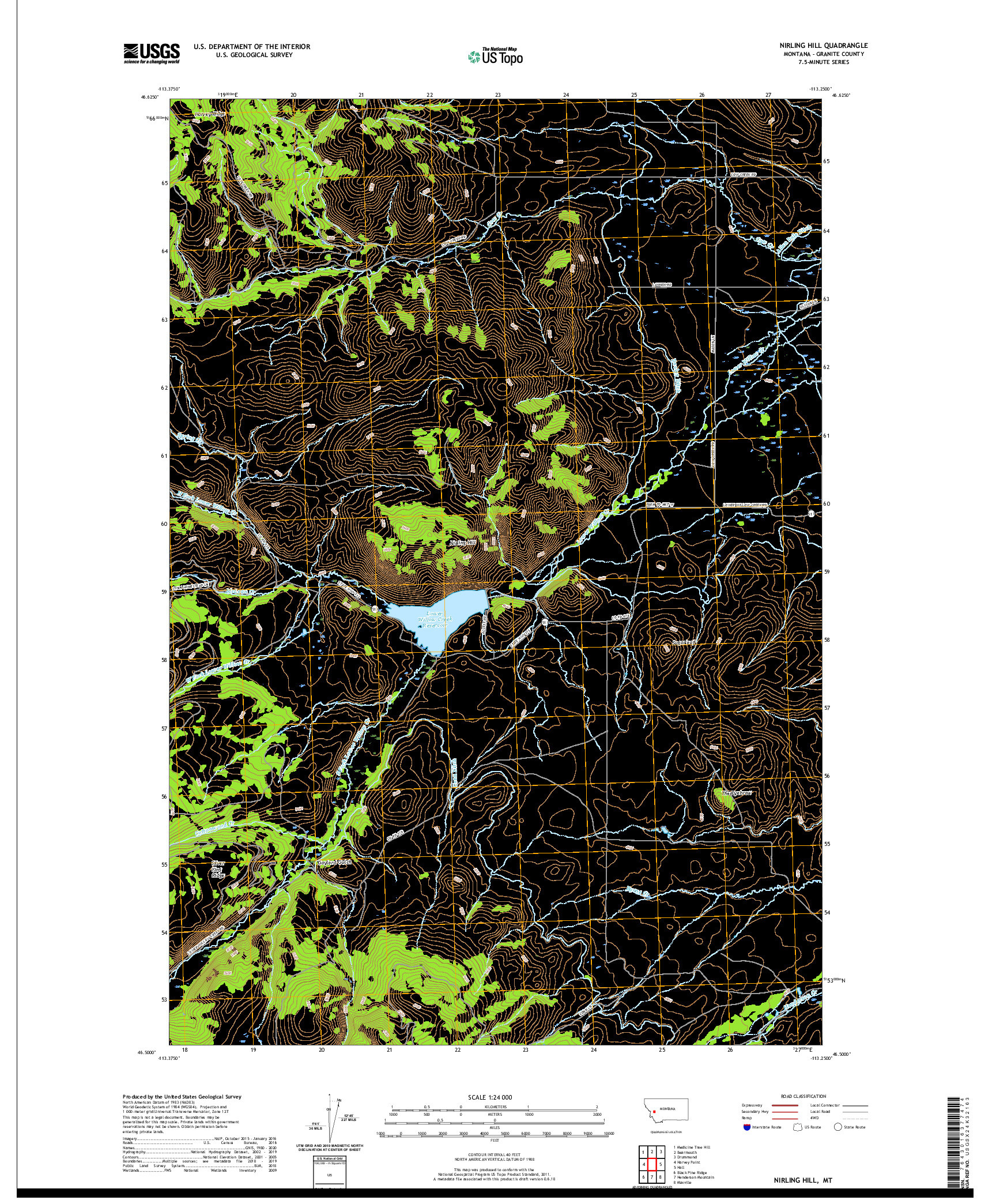 USGS US TOPO 7.5-MINUTE MAP FOR NIRLING HILL, MT 2020