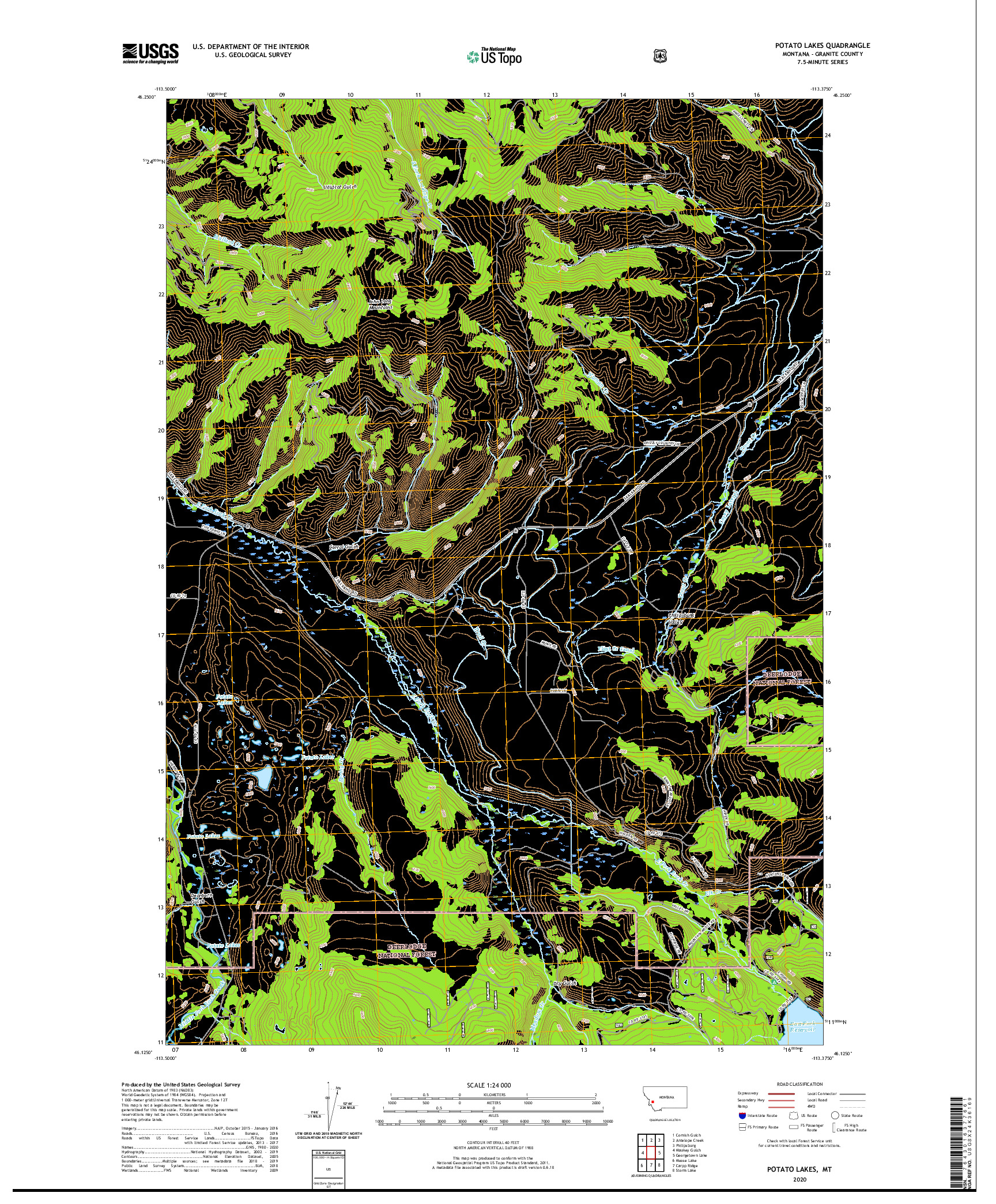 USGS US TOPO 7.5-MINUTE MAP FOR POTATO LAKES, MT 2020