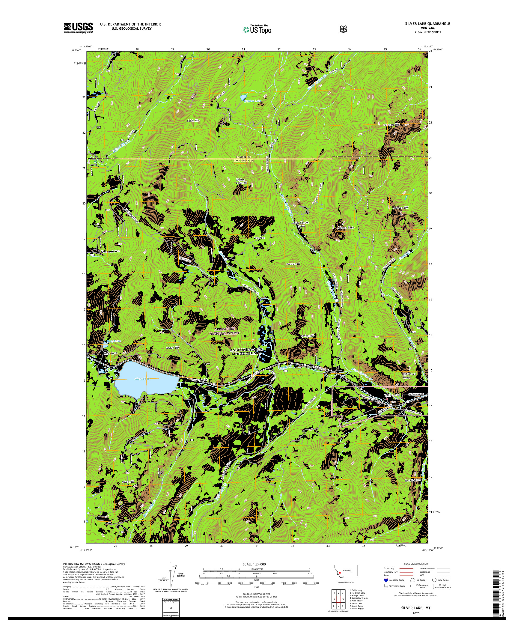 USGS US TOPO 7.5-MINUTE MAP FOR SILVER LAKE, MT 2020