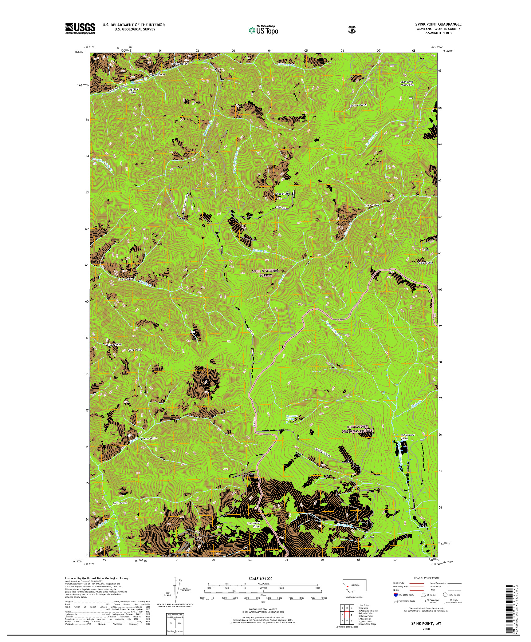 USGS US TOPO 7.5-MINUTE MAP FOR SPINK POINT, MT 2020