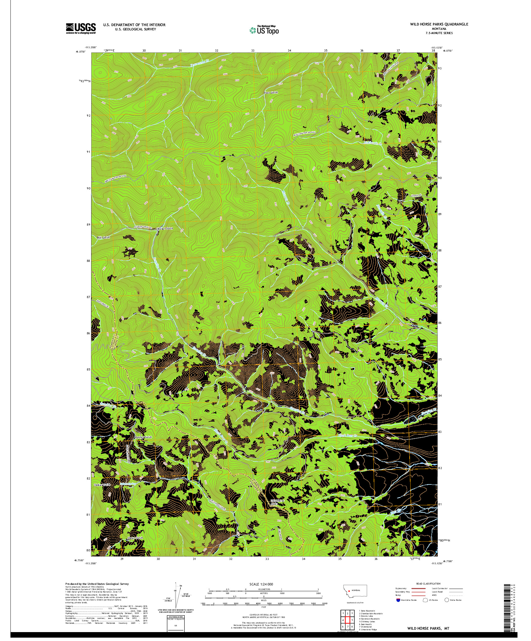 USGS US TOPO 7.5-MINUTE MAP FOR WILD HORSE PARKS, MT 2020