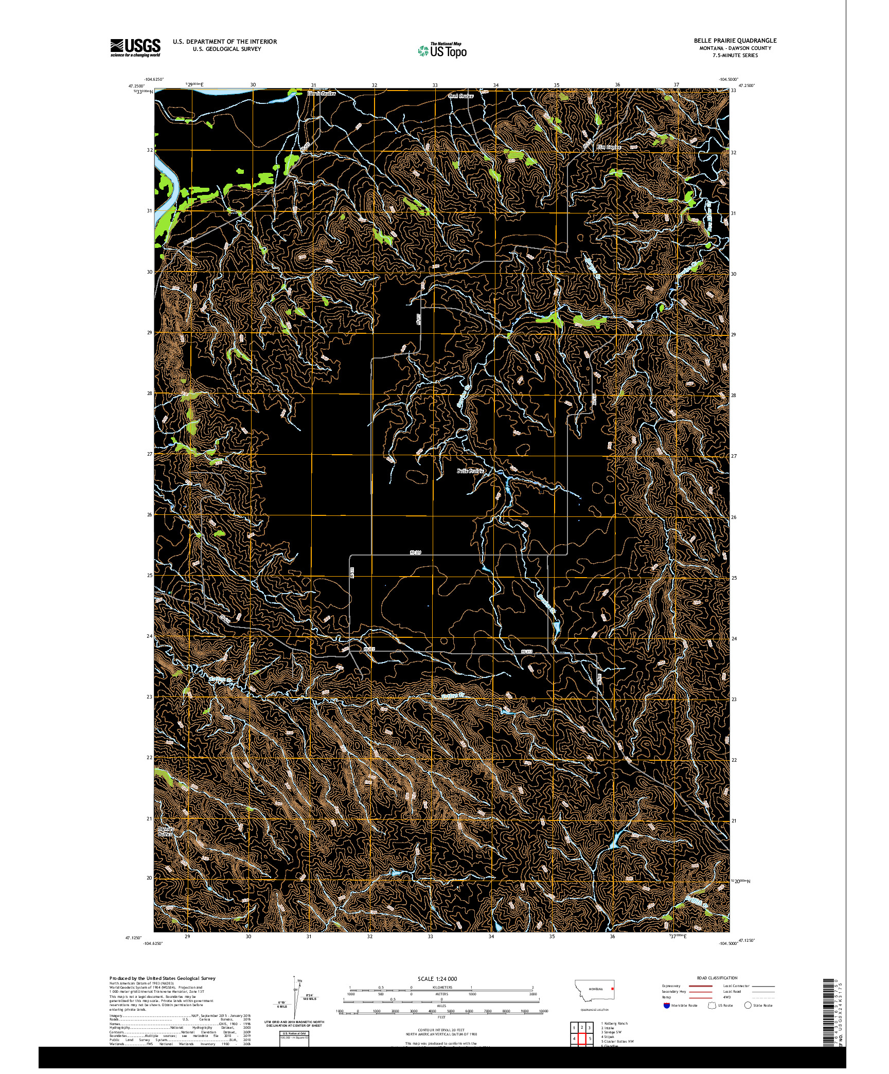 USGS US TOPO 7.5-MINUTE MAP FOR BELLE PRAIRIE, MT 2020