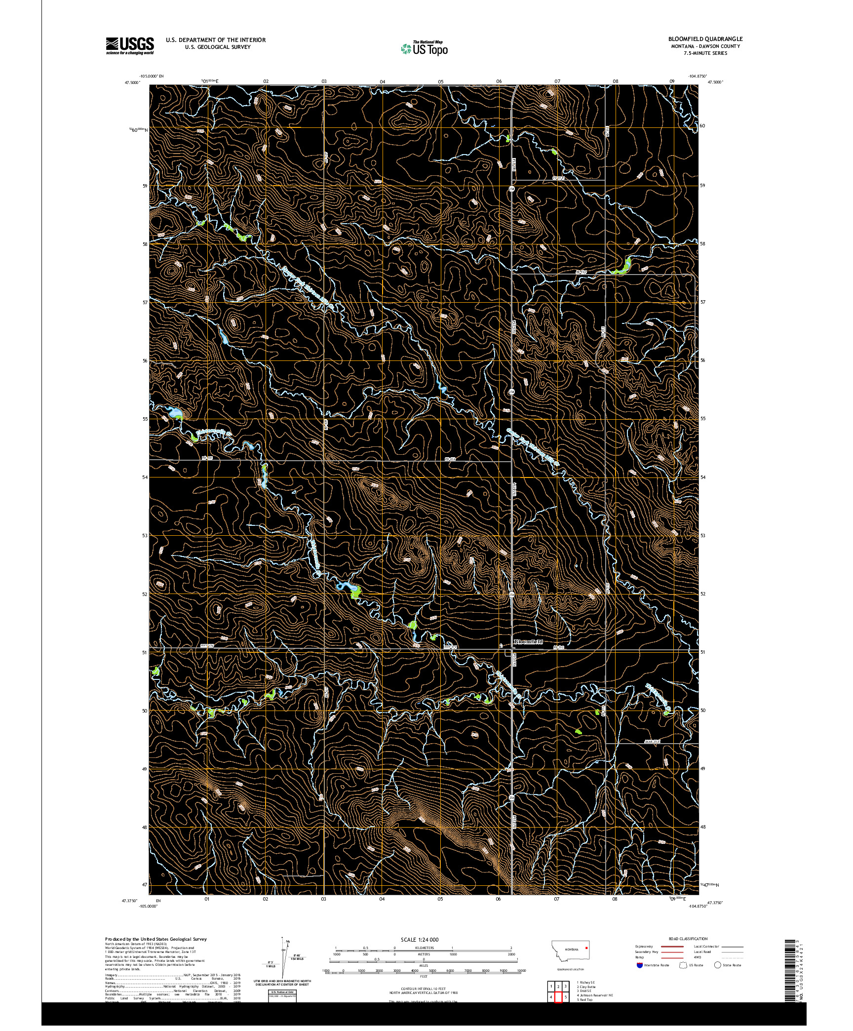 USGS US TOPO 7.5-MINUTE MAP FOR BLOOMFIELD, MT 2020