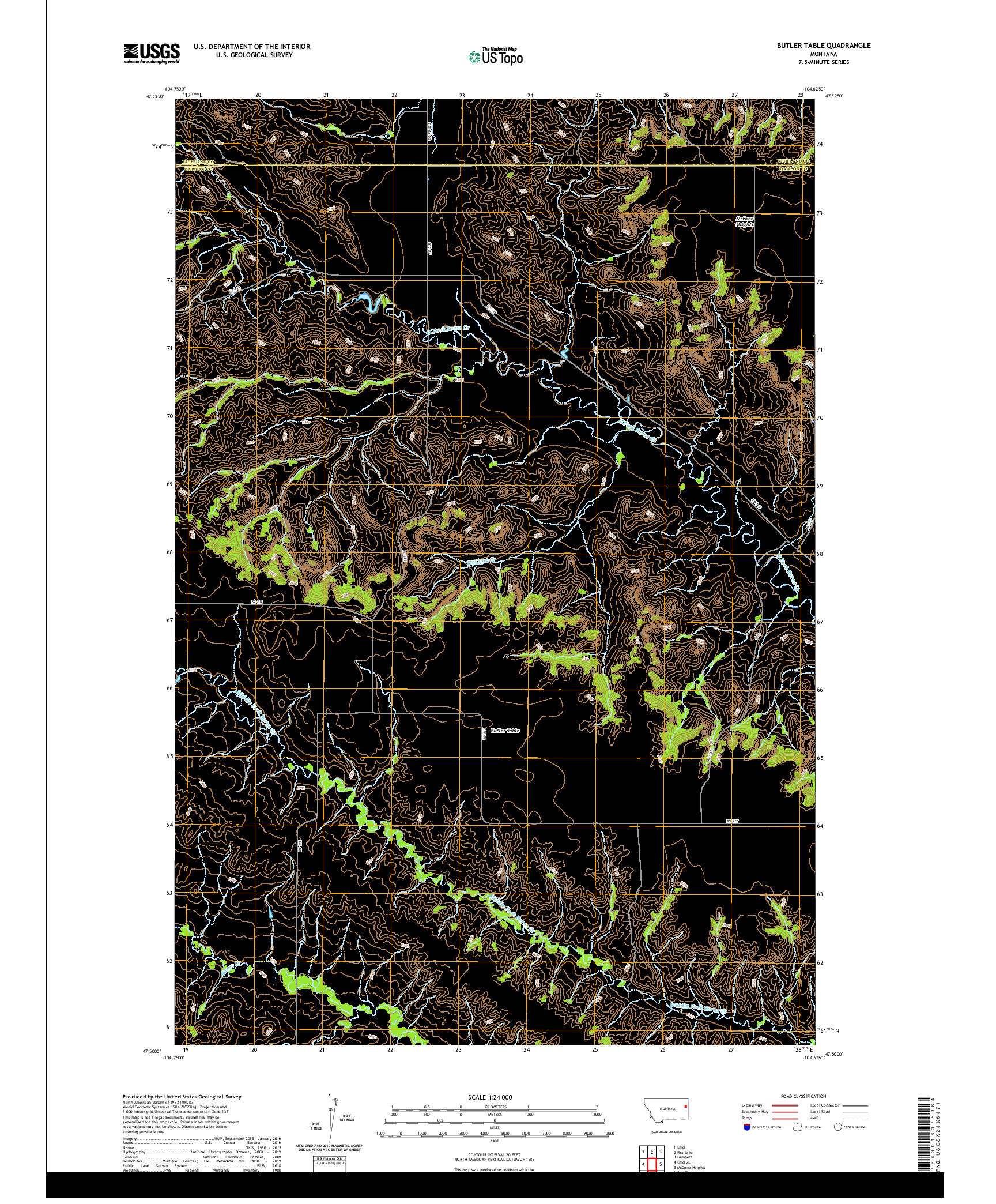 USGS US TOPO 7.5-MINUTE MAP FOR BUTLER TABLE, MT 2020