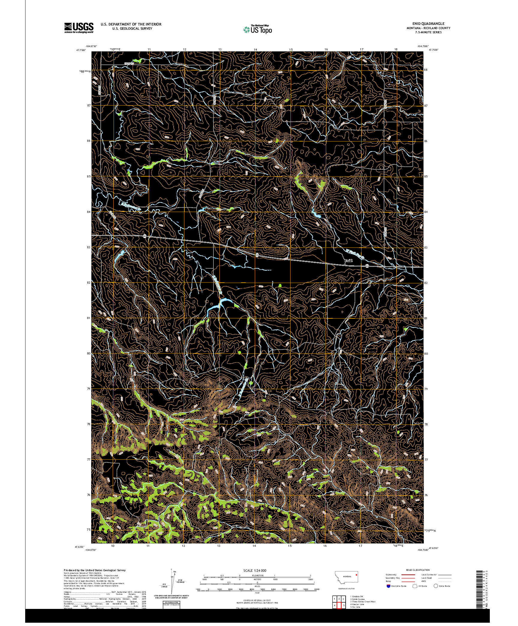 USGS US TOPO 7.5-MINUTE MAP FOR ENID, MT 2020