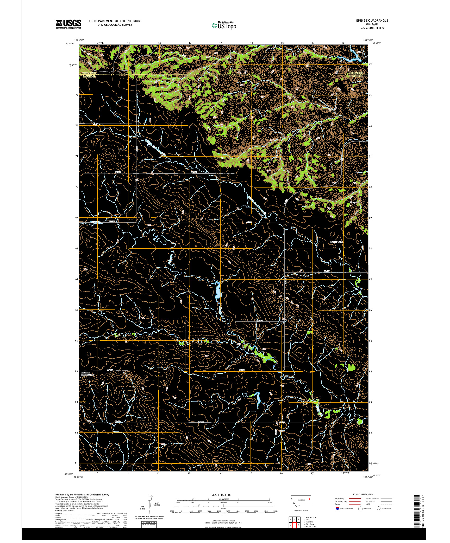 USGS US TOPO 7.5-MINUTE MAP FOR ENID SE, MT 2020