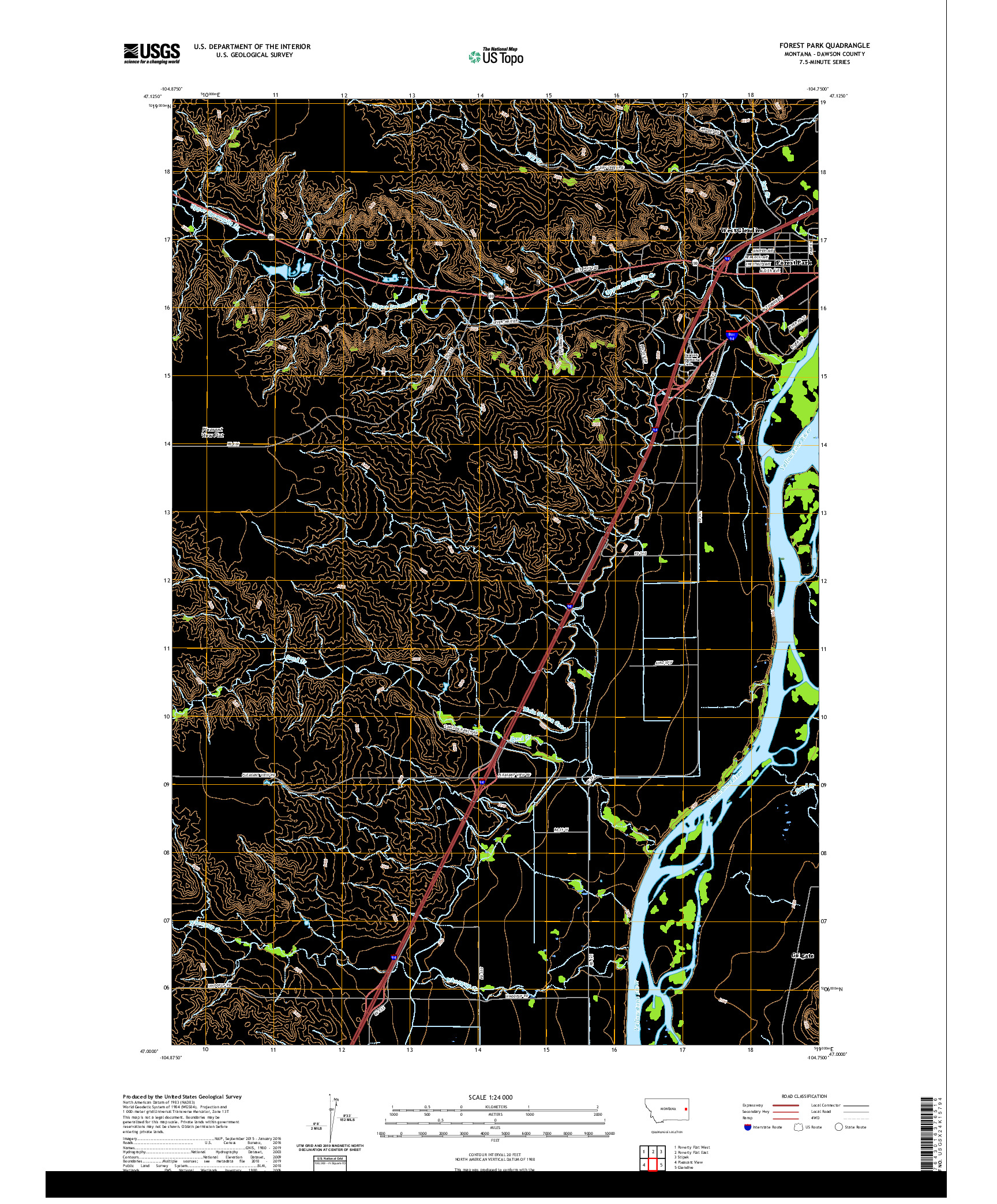 USGS US TOPO 7.5-MINUTE MAP FOR FOREST PARK, MT 2020