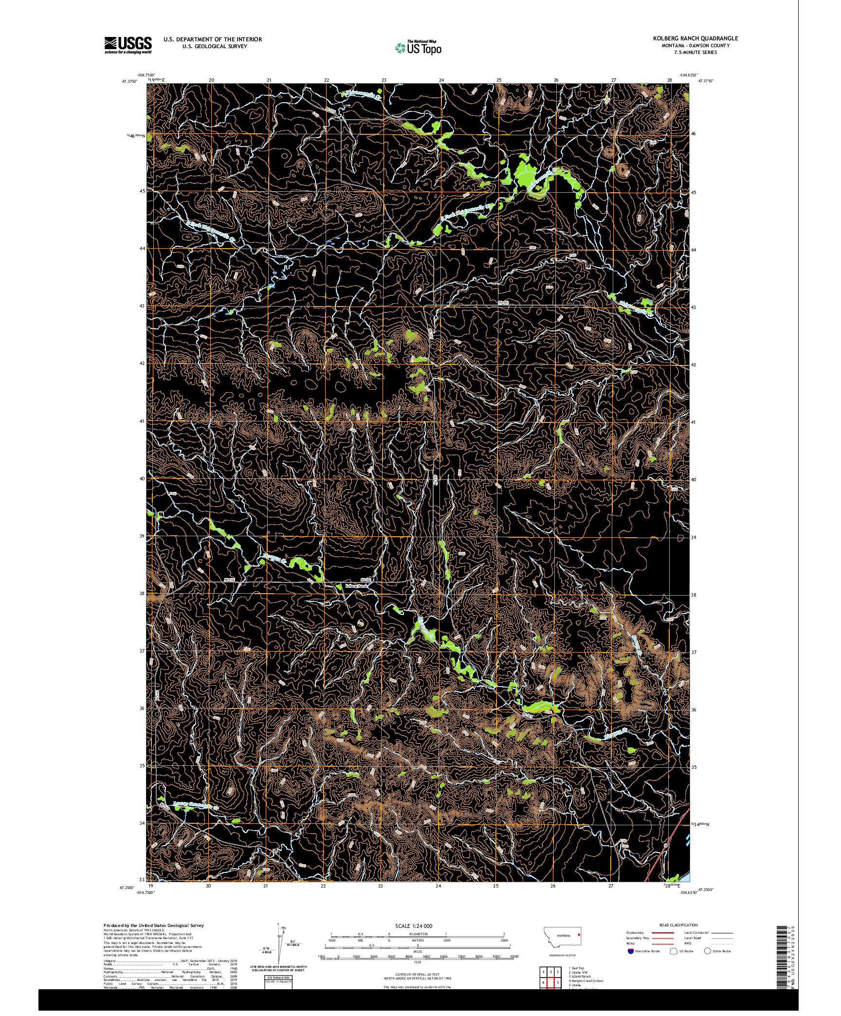 USGS US TOPO 7.5-MINUTE MAP FOR KOLBERG RANCH, MT 2020