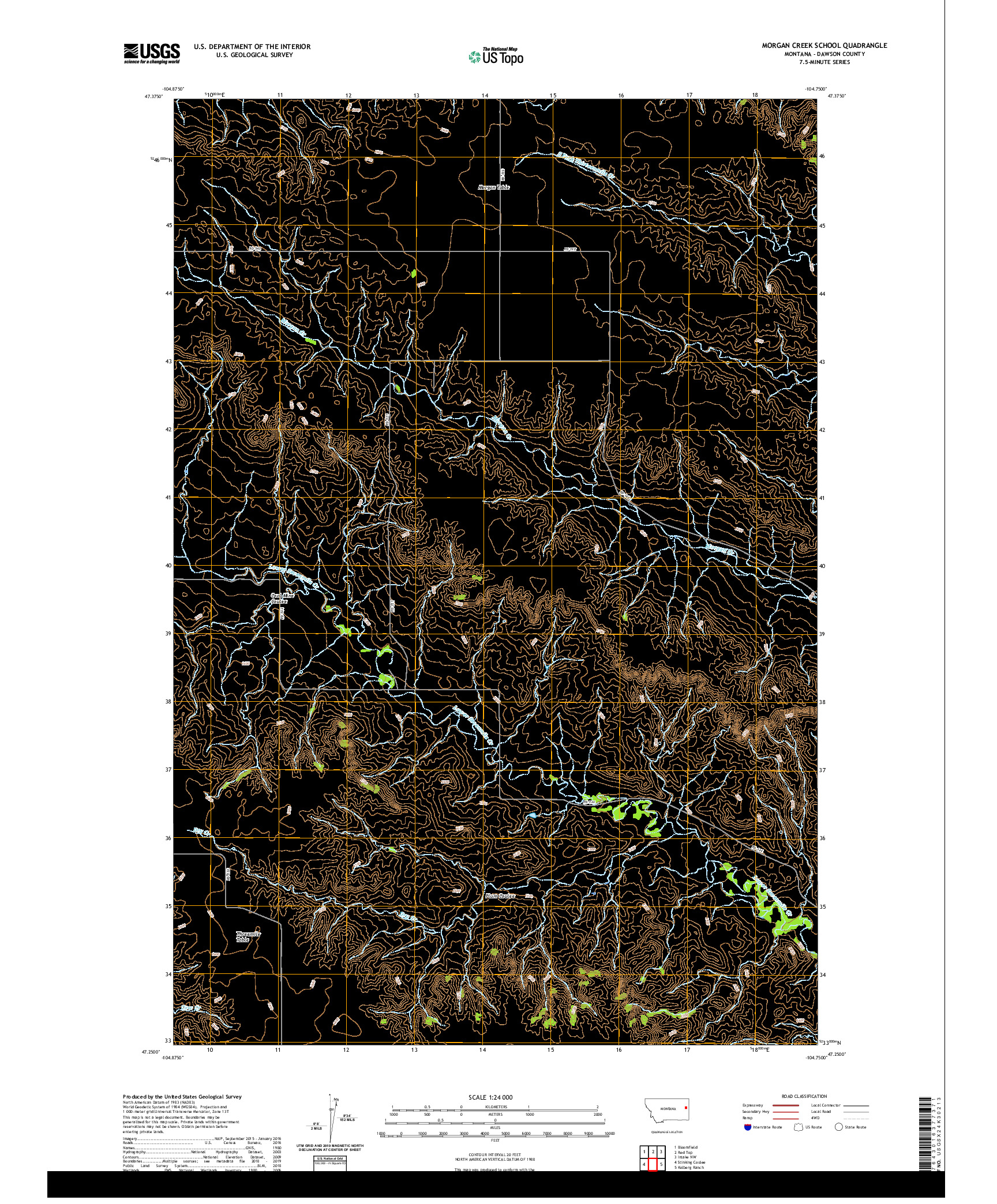 USGS US TOPO 7.5-MINUTE MAP FOR MORGAN CREEK SCHOOL, MT 2020