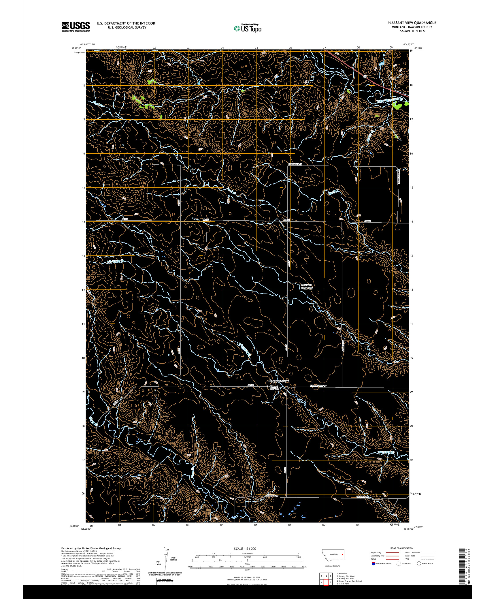 USGS US TOPO 7.5-MINUTE MAP FOR PLEASANT VIEW, MT 2020