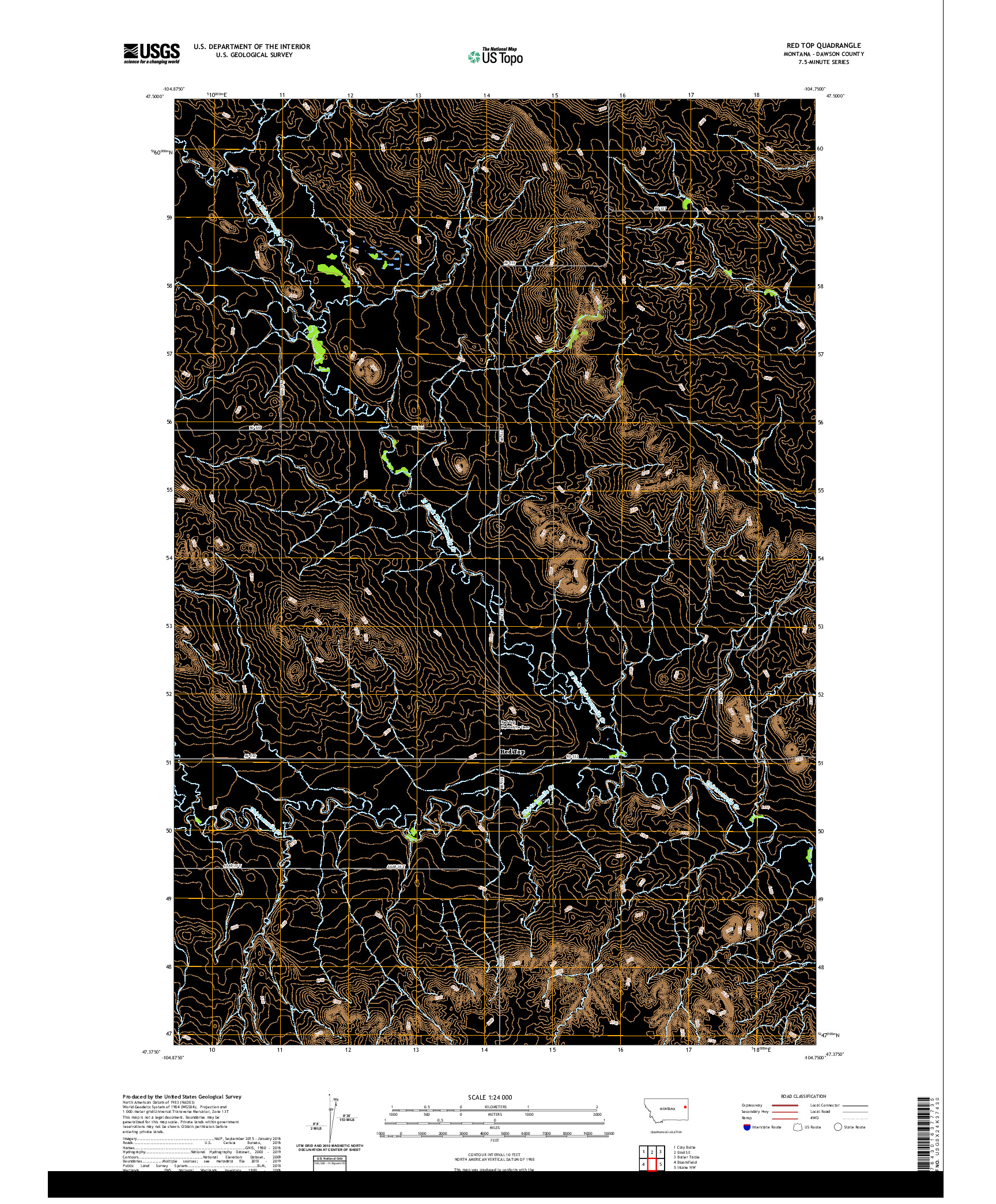 USGS US TOPO 7.5-MINUTE MAP FOR RED TOP, MT 2020