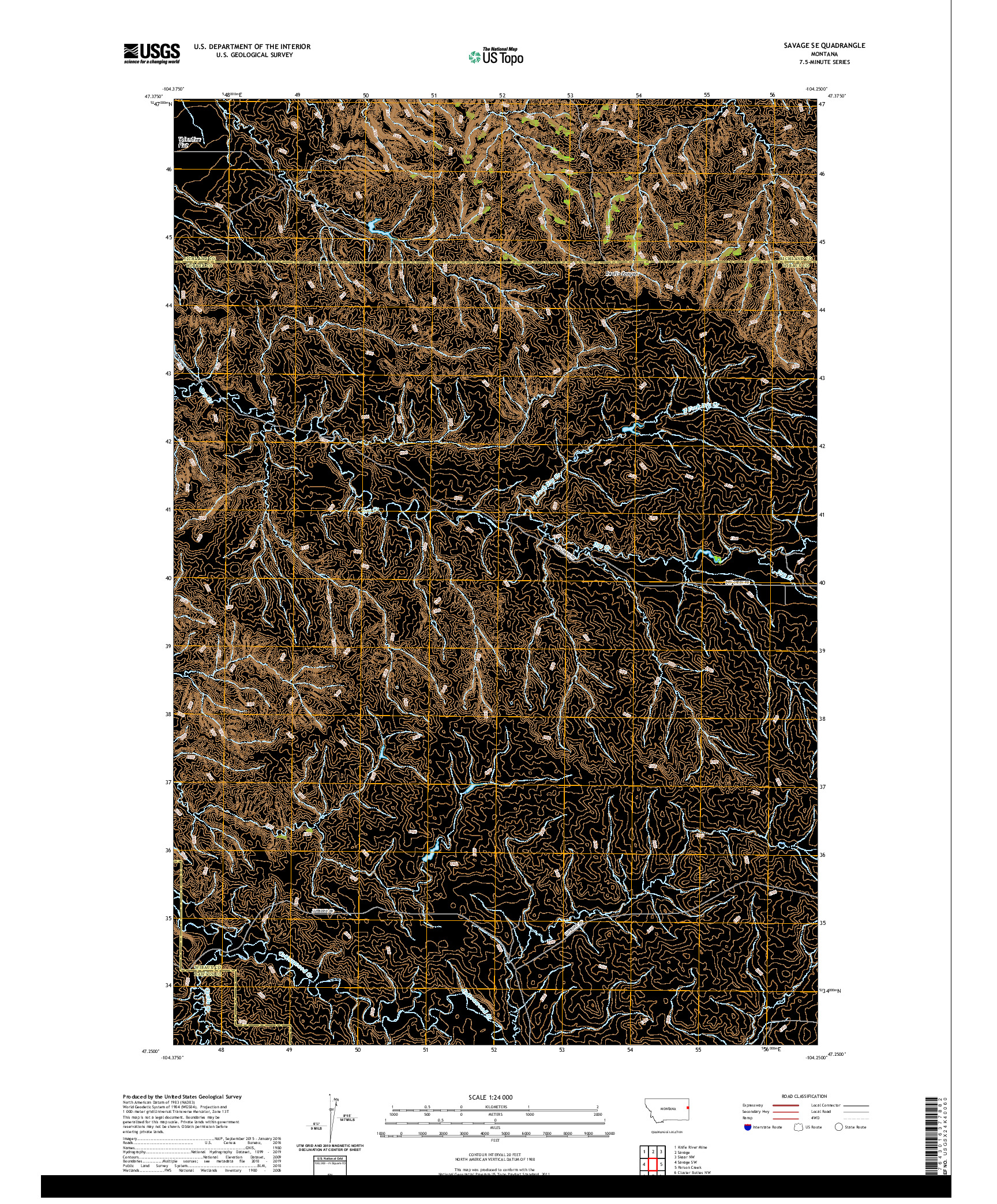 USGS US TOPO 7.5-MINUTE MAP FOR SAVAGE SE, MT 2020