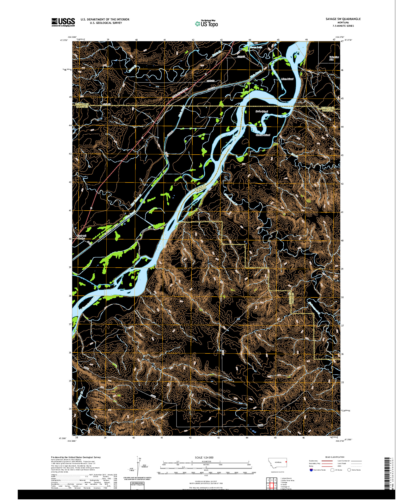 USGS US TOPO 7.5-MINUTE MAP FOR SAVAGE SW, MT 2020