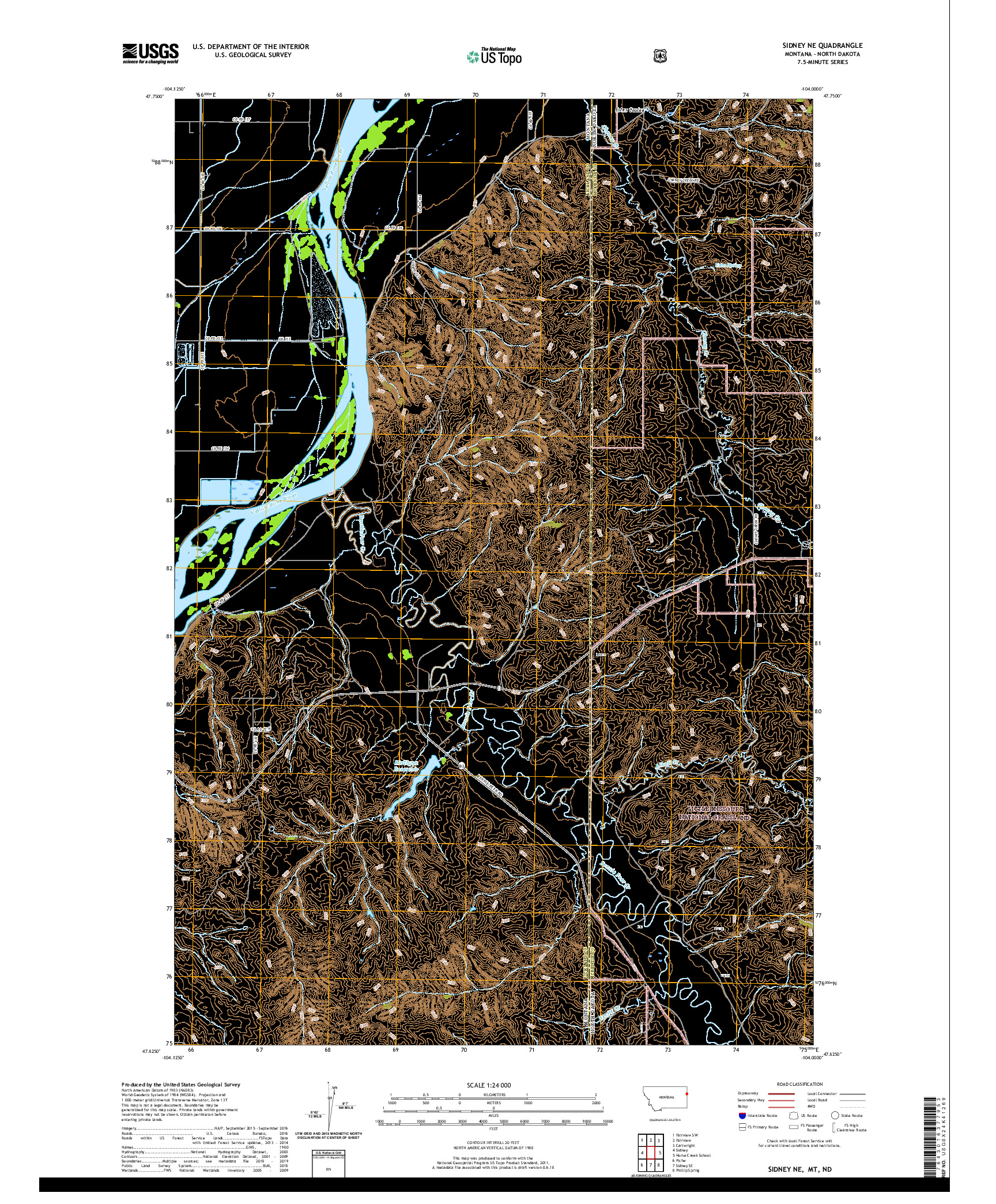 USGS US TOPO 7.5-MINUTE MAP FOR SIDNEY NE, MT,ND 2020