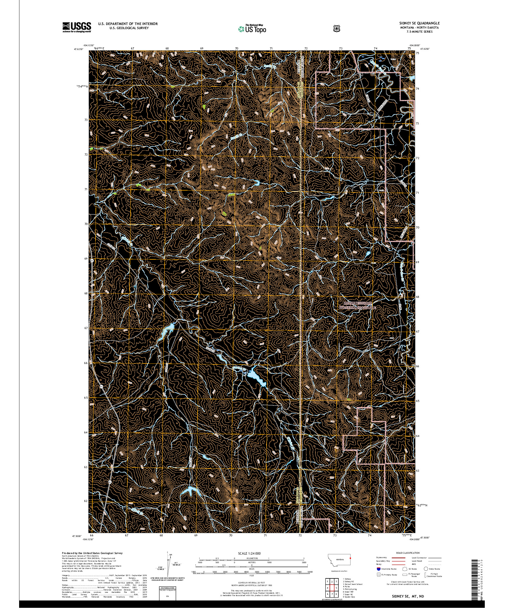 USGS US TOPO 7.5-MINUTE MAP FOR SIDNEY SE, MT,ND 2020