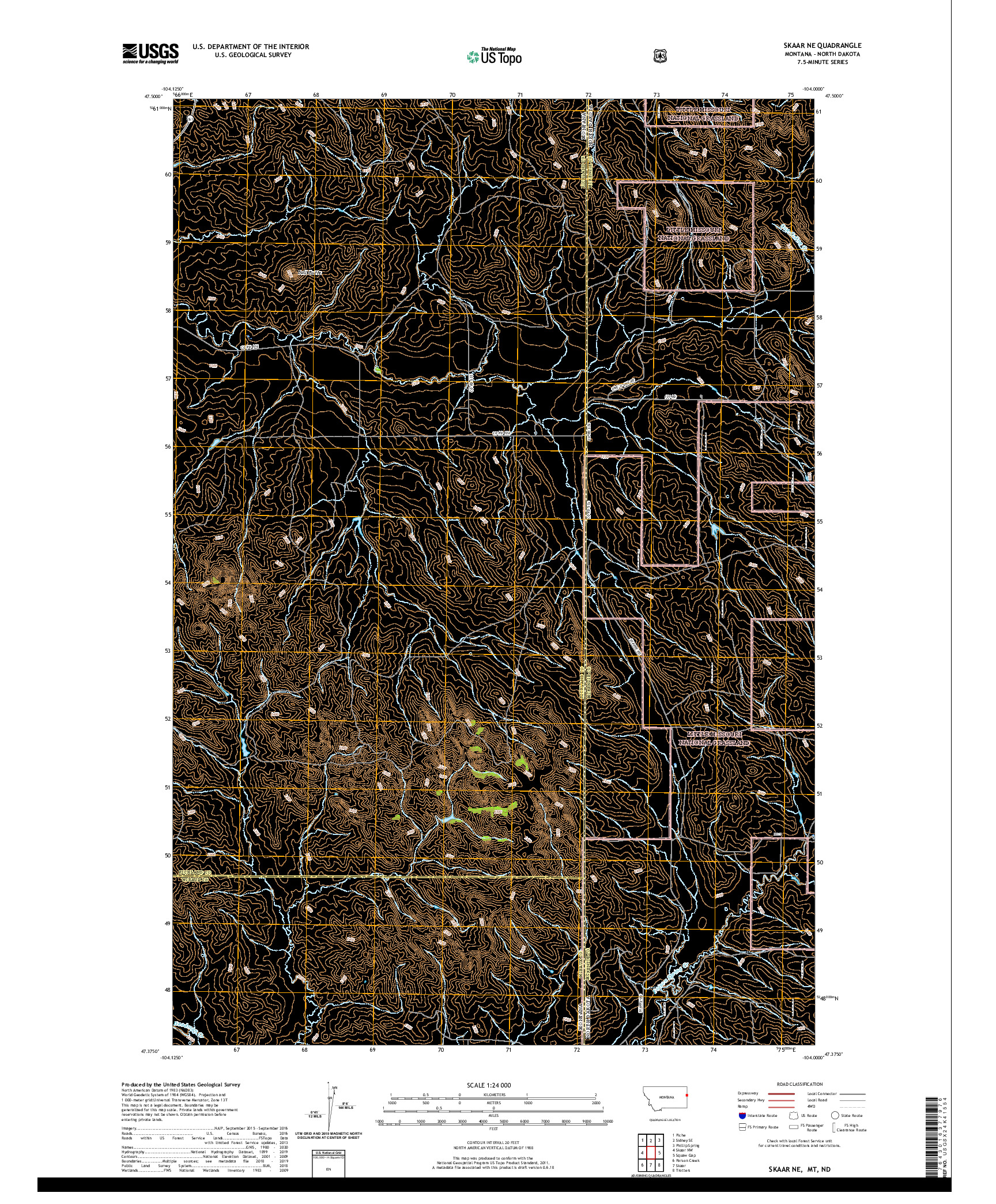 USGS US TOPO 7.5-MINUTE MAP FOR SKAAR NE, MT,ND 2020
