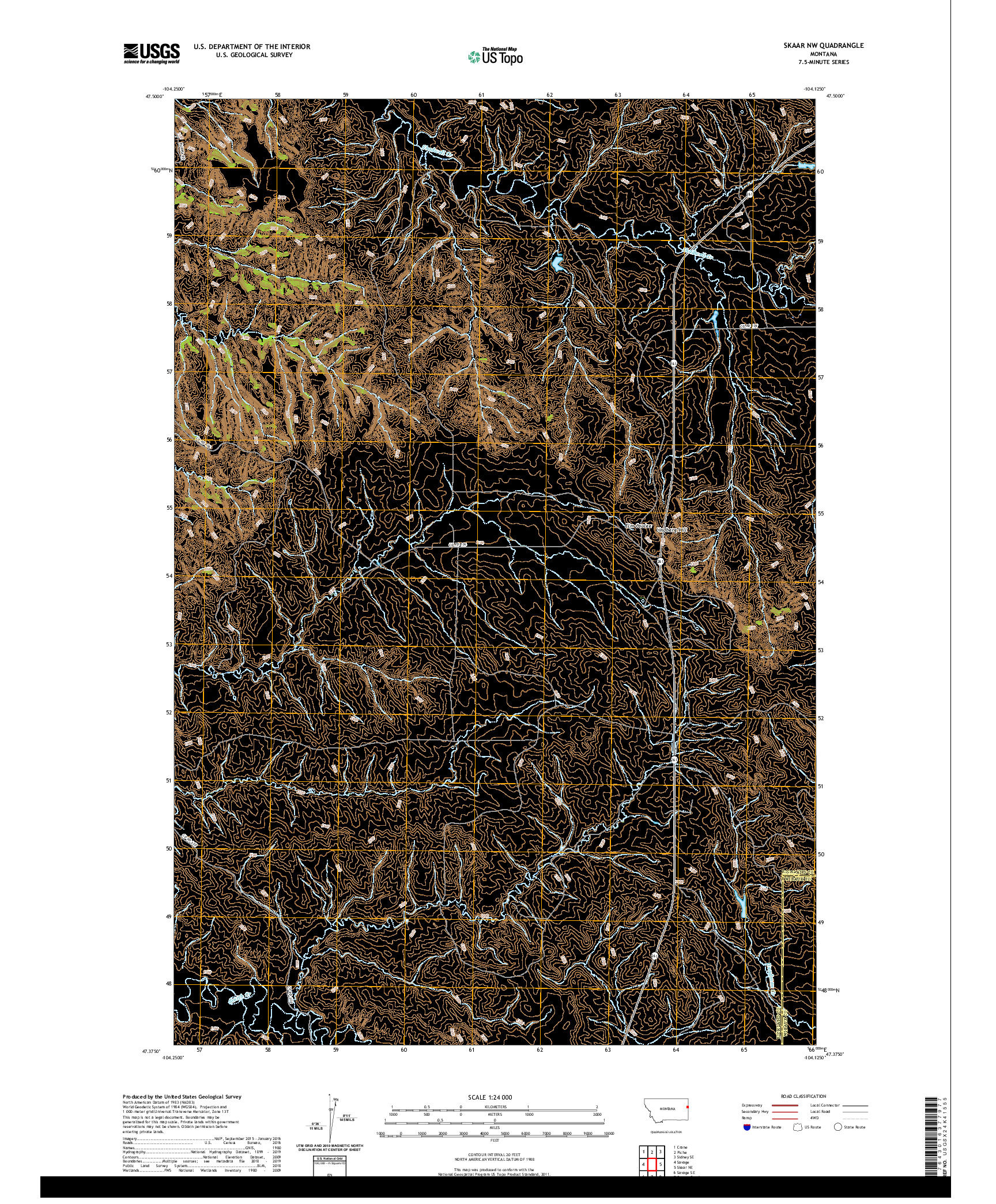 USGS US TOPO 7.5-MINUTE MAP FOR SKAAR NW, MT 2020