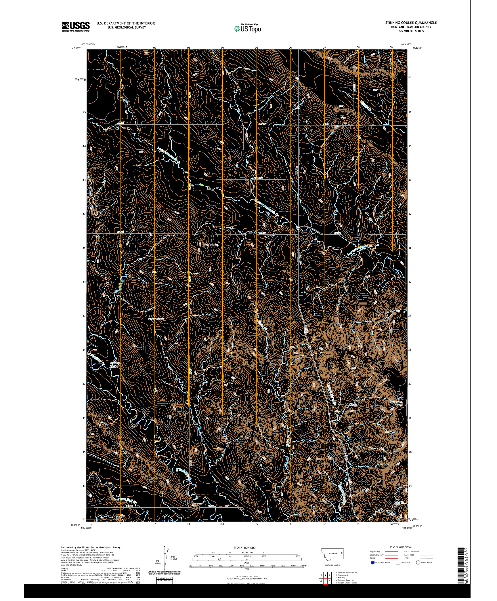 USGS US TOPO 7.5-MINUTE MAP FOR STINKING COULEE, MT 2020