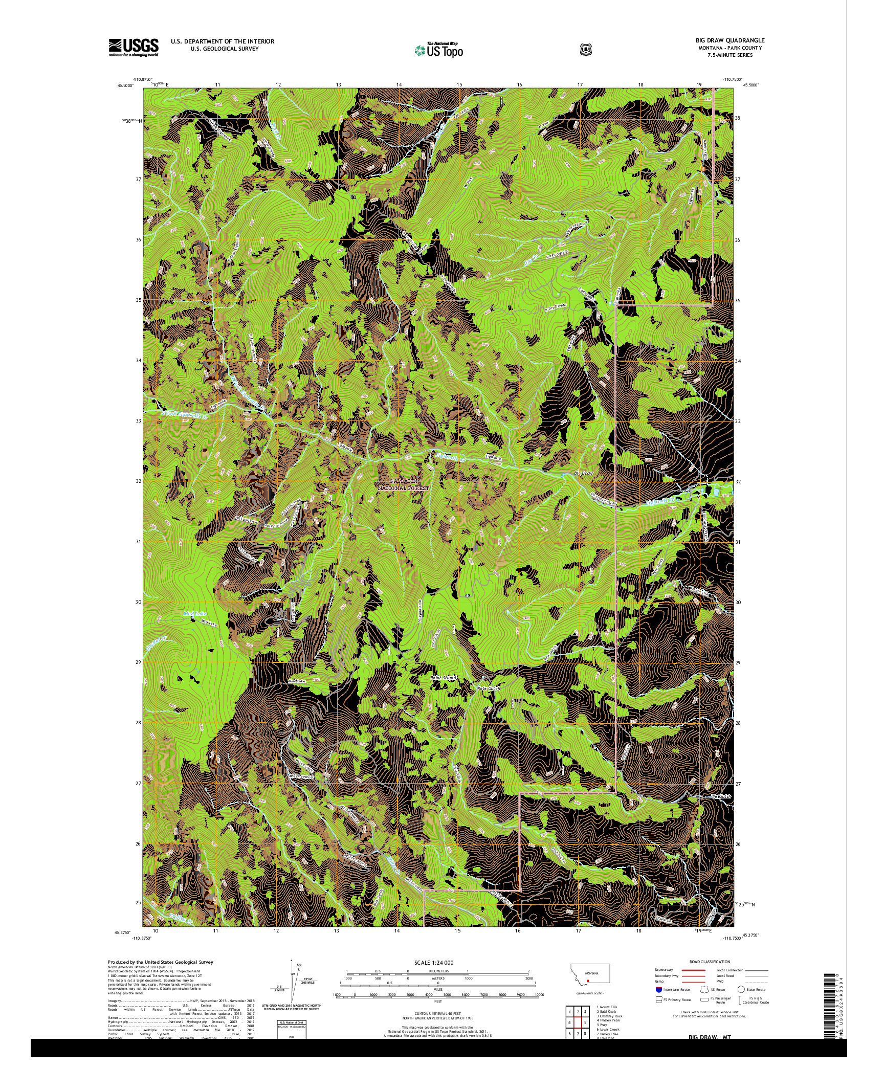 USGS US TOPO 7.5-MINUTE MAP FOR BIG DRAW, MT 2020