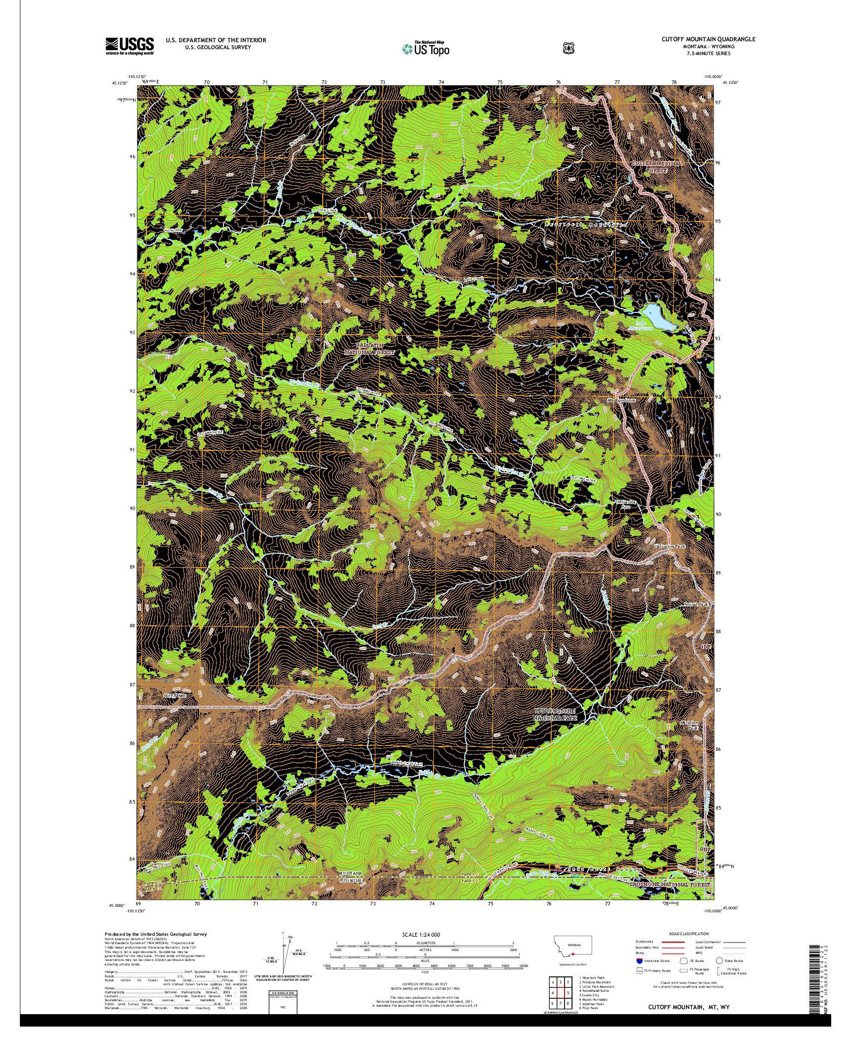 USGS US TOPO 7.5-MINUTE MAP FOR CUTOFF MOUNTAIN, MT,WY 2020