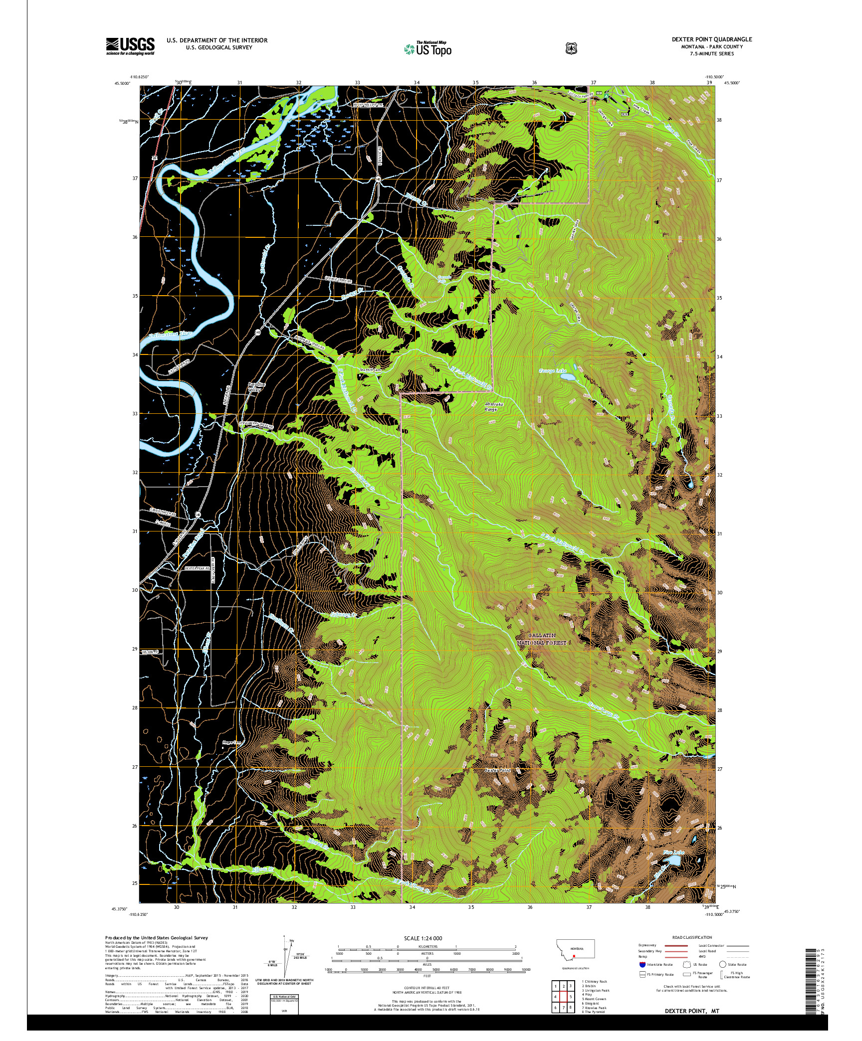 USGS US TOPO 7.5-MINUTE MAP FOR DEXTER POINT, MT 2020