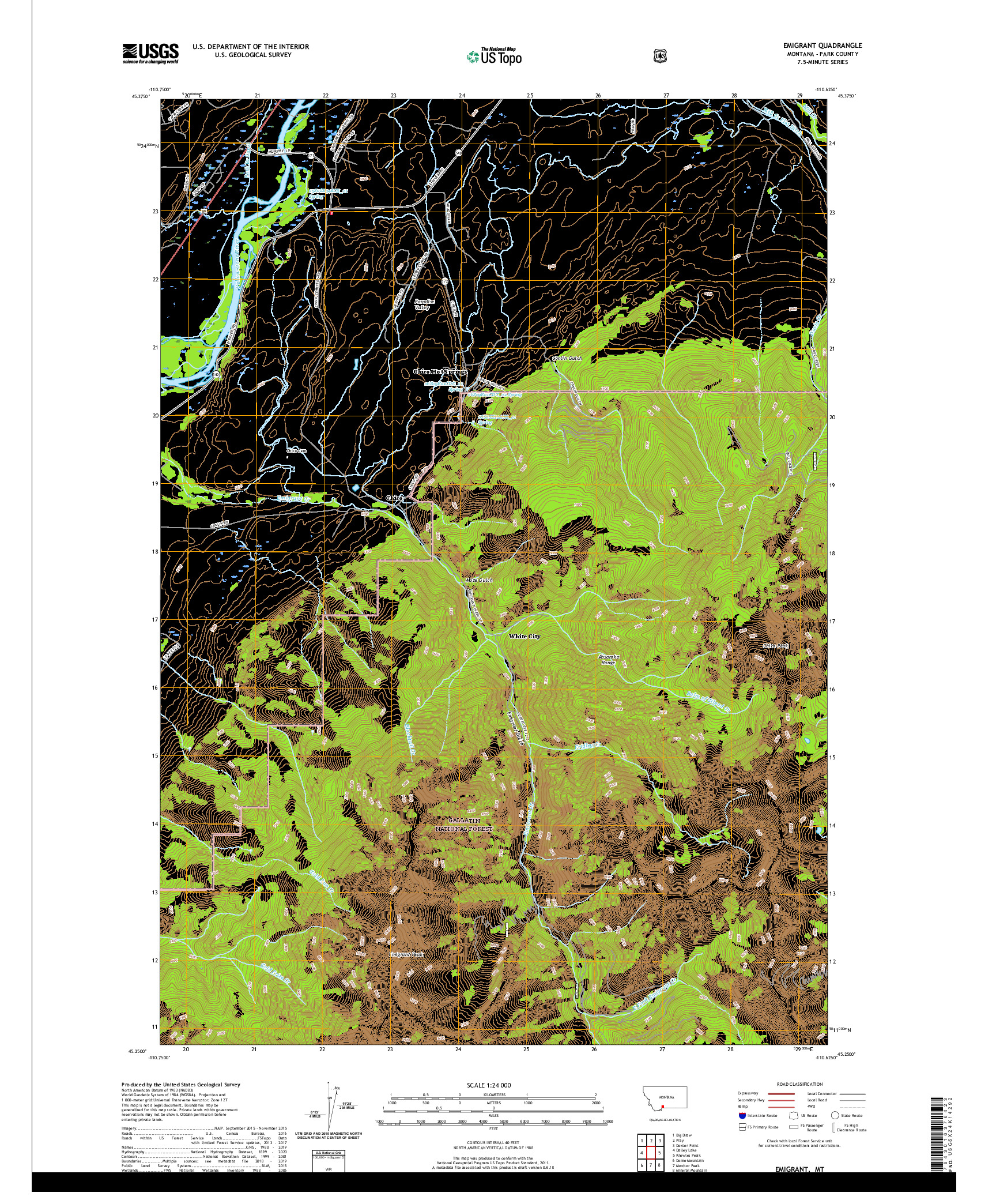 USGS US TOPO 7.5-MINUTE MAP FOR EMIGRANT, MT 2020
